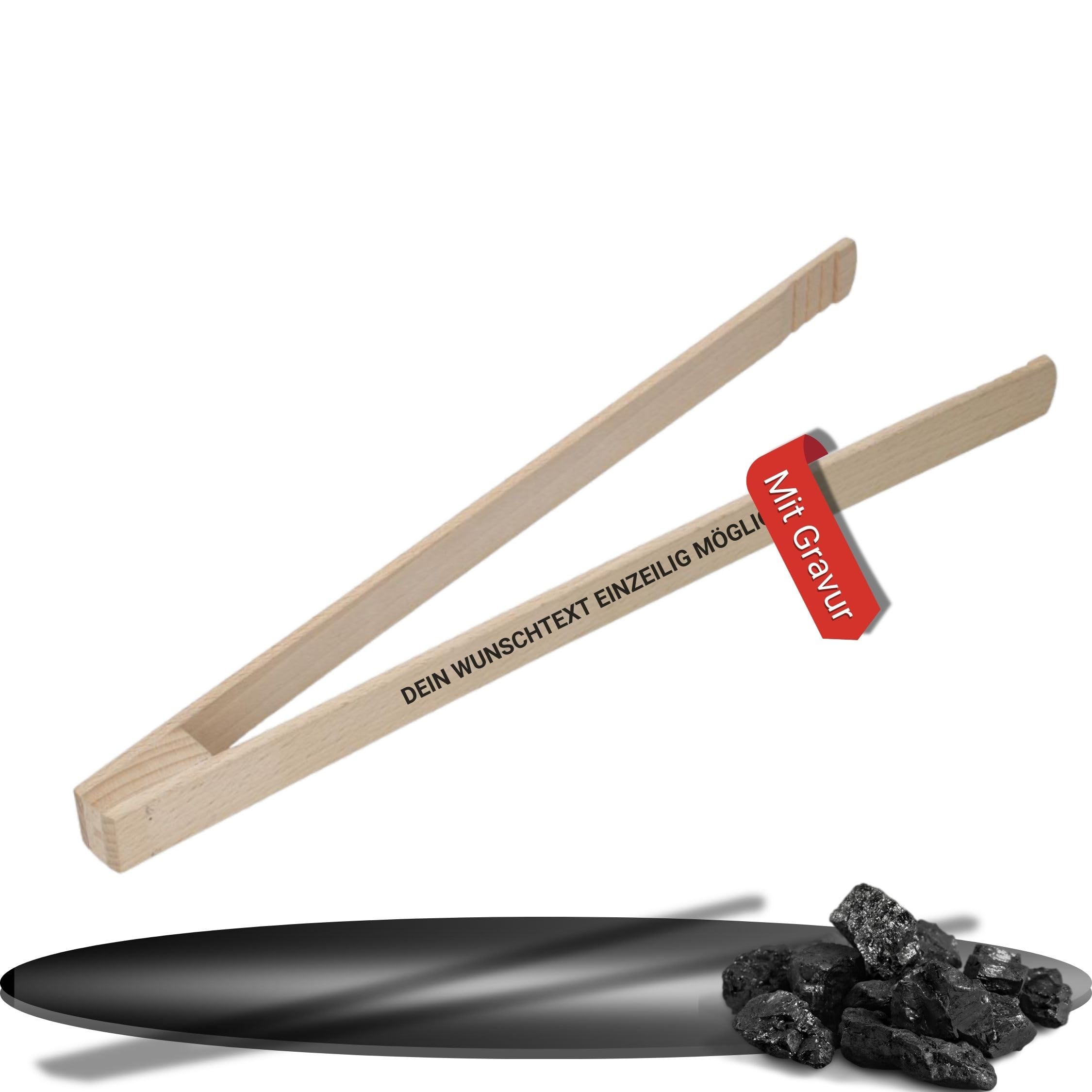 Pinza Per Barbecue In Legno Di Faggio Con Incisione Personalizzata | 30 Cm | GravurZeile - 2