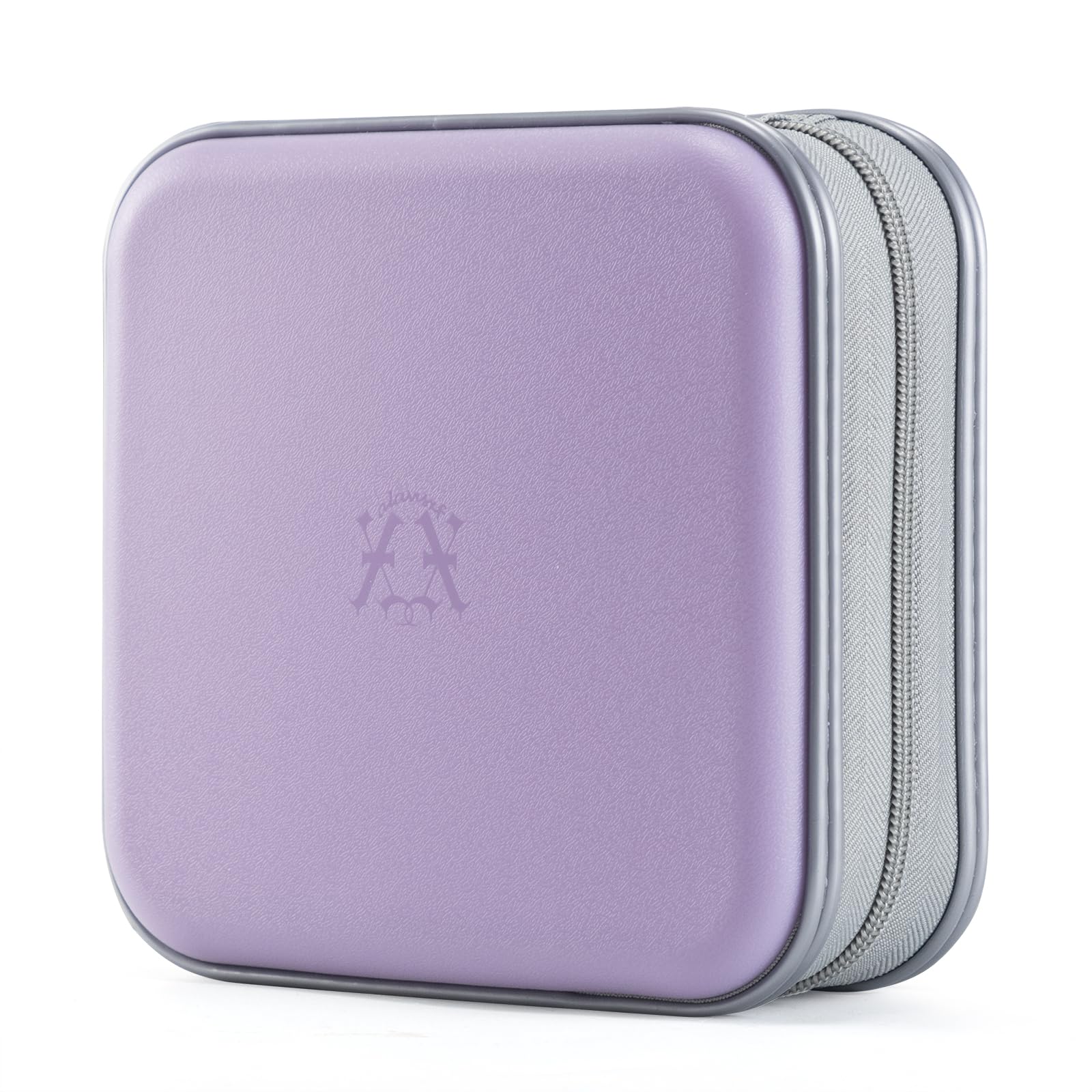 alavisxf xx CD Case, 48 Capacity Hard Plastic DVD Case Portable Zipper CD Holder Large Storage Disc Wallet Bag for Car Home Travel (Lavender, 48