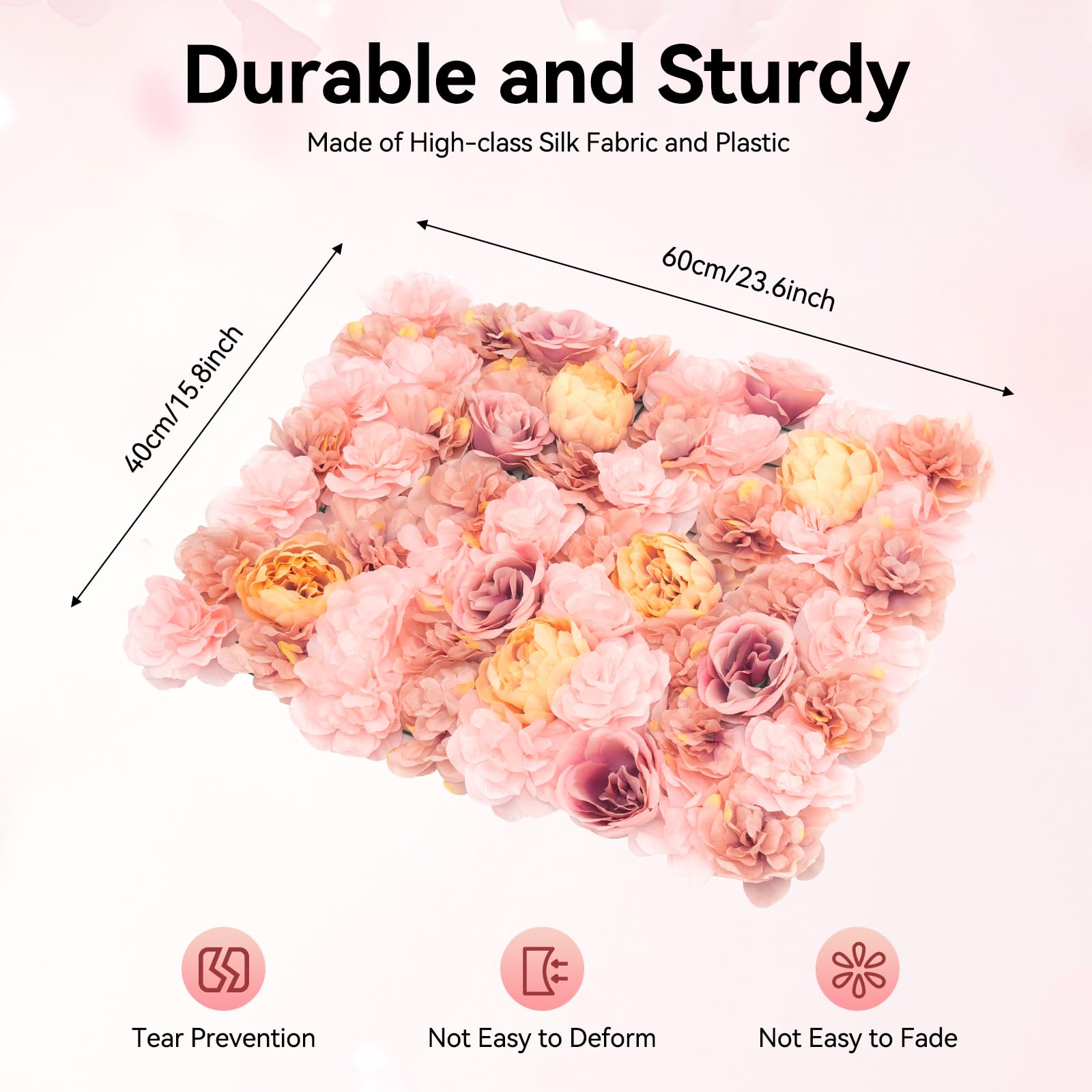 Künstliche Blumenwand 6 Pcs Rosenwand Blumenwandpaneele Kunstblumen Deko für Hochzeit Balkon Hintergrund