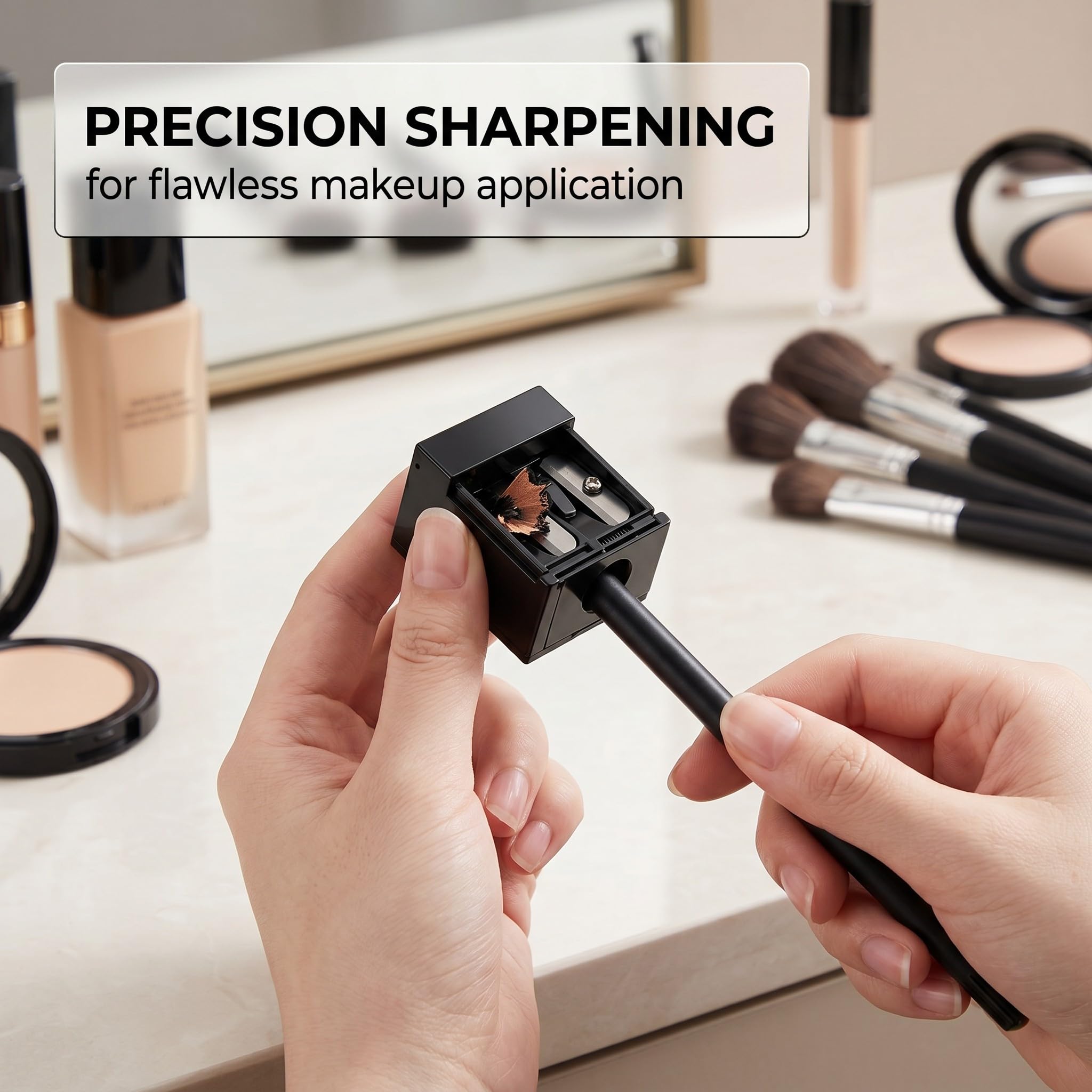 2 Pezzi Temperino Matita Occhi, Temperino Per Matite Trucco, Design a doppio foro, Lip Liner E Matite Per Sopracciglia Di Varie Dimensioni, Facile Da Pulire E Adatto Ai Viaggi (Nero,B)
