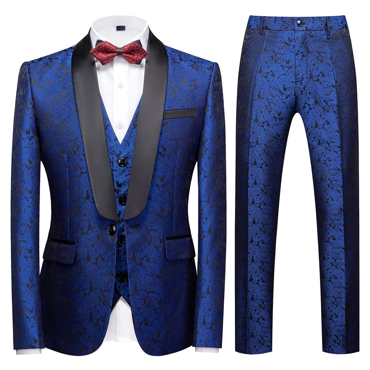 KUDORO Costume Homme 3 pièces Mariage Business Slim Fit Smoking Simple Poitrine à Un Bouton, Men Suits 3 Piece pour Fête Confort Elégant Blazer Veste et Pantalon Gilet