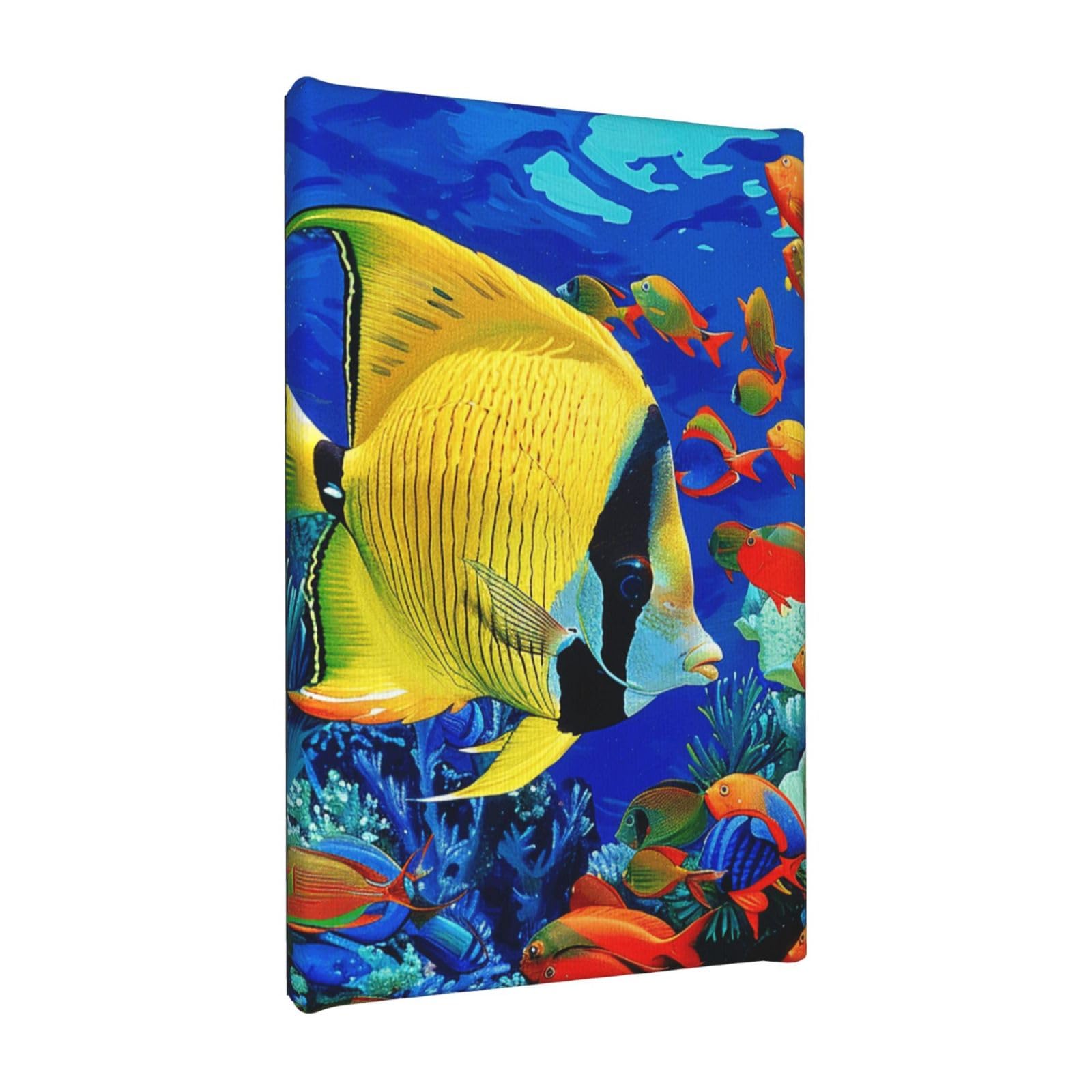 YKLJG Tropical Sea Fish Printed Wall Art Canvas Painting 20x30 CM Wooden Framed Picture Painting Artwork Prints for Bedroom Kitchen Home Office Decor