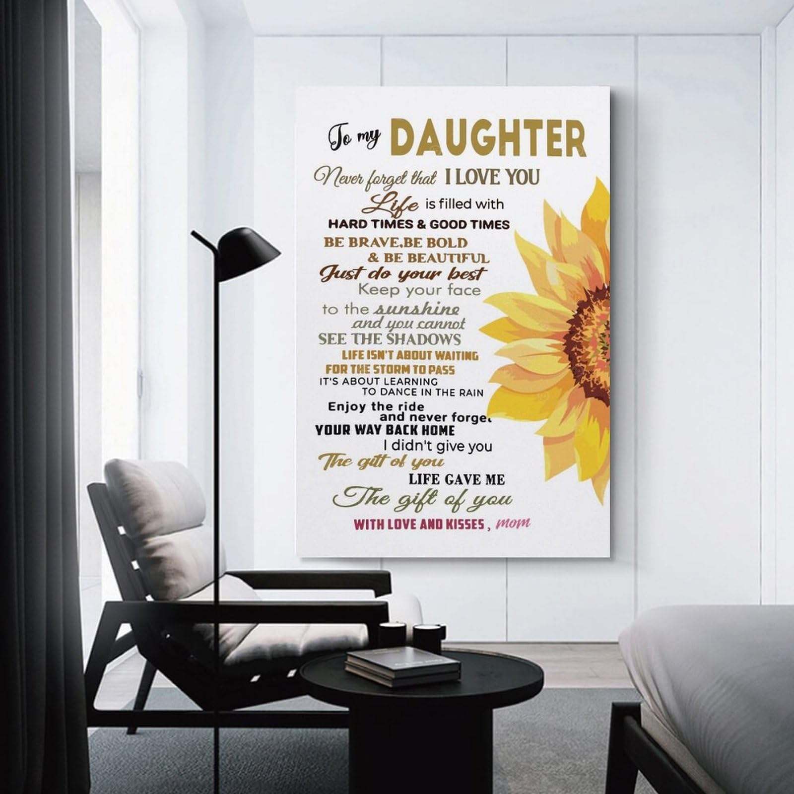 Junmoney To My Daughter From Mom Wall Decor Canvas Print, 20x30inch(50x75cm), for Small Homes, Bedrooms Or Open Spaces, Wall Decor with Flexible Room Appeal