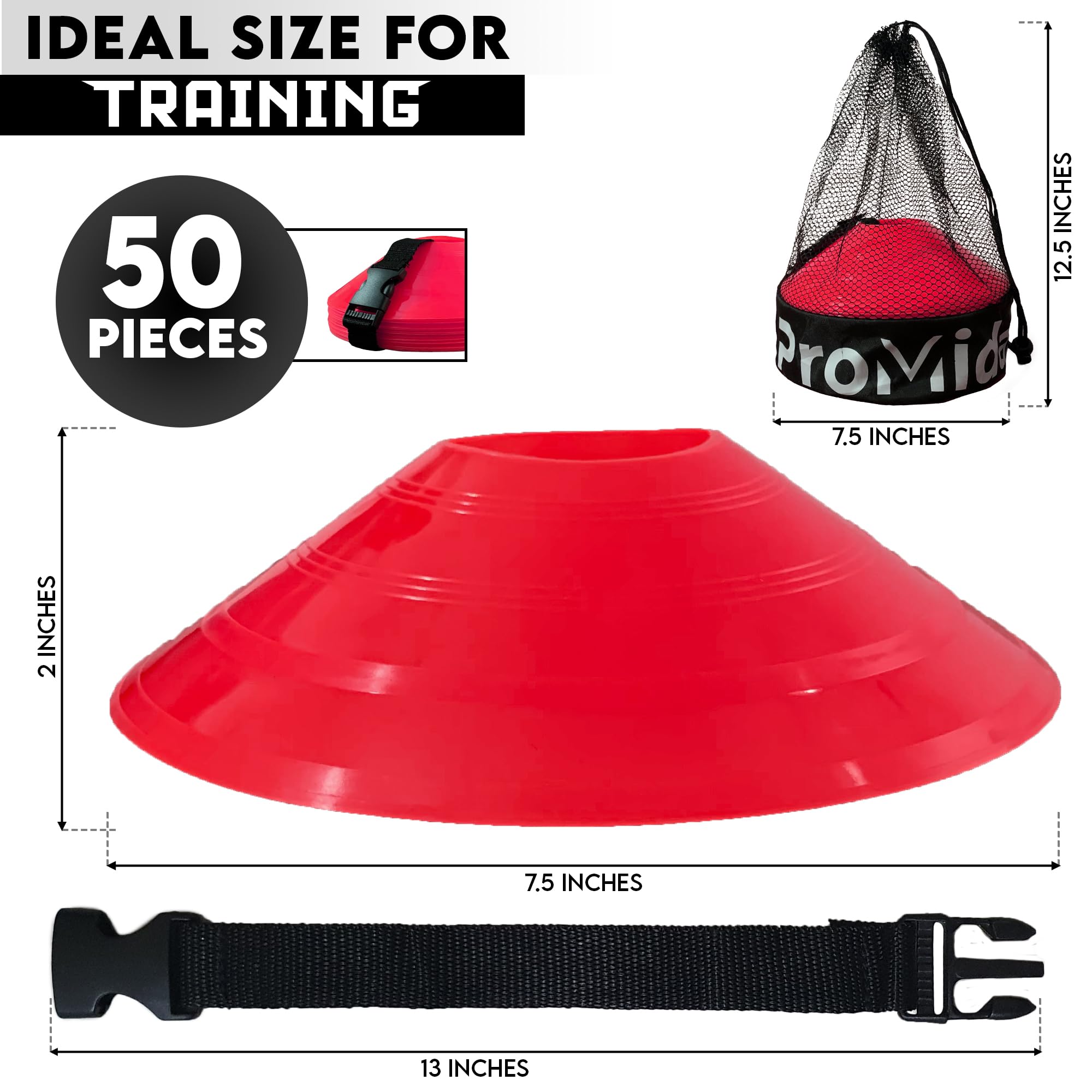 Coni da Calcio a Disco per l'allenamento dei Bambini, con Borsa a Rete e Cinghia, Piccoli Coni in plastica per Allenamento Sportivo, Coni Flessibili per Attrezzatura da Calcio, Basket e Attrezzature