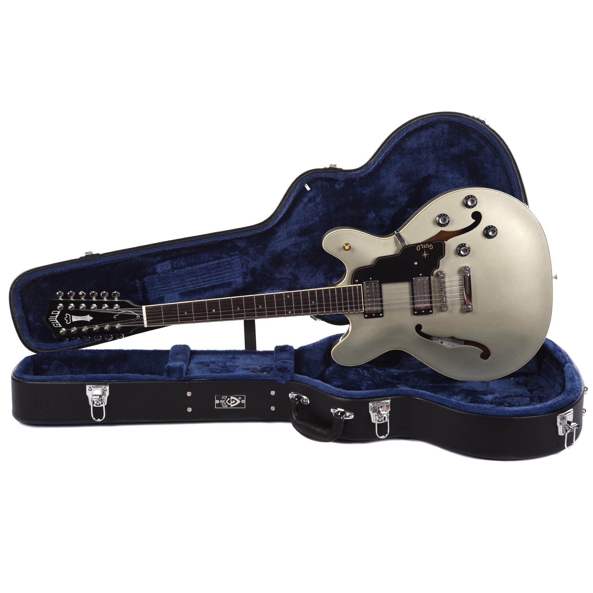Guild Guitars Starfire IV ST Chitarra elettrica a 12 corde, corpo semi-cavo, in Shoreline Mist, Double Cut w/stop tail, collezione Newark St., con custodia rigida