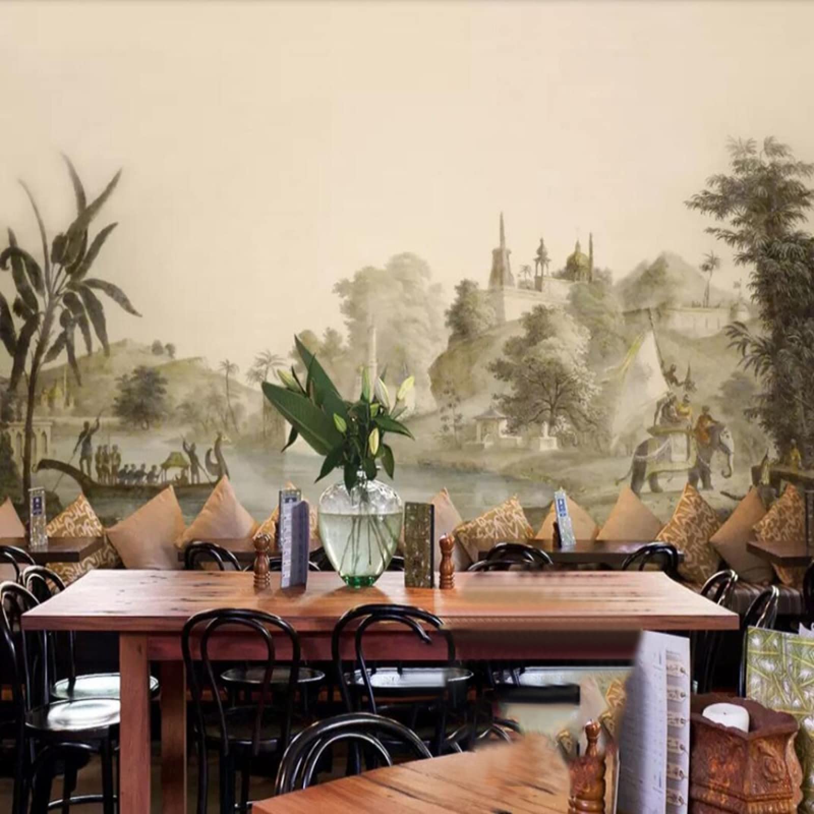 Papier peint éléphant mural 250x175cm style européen rétro pour salon