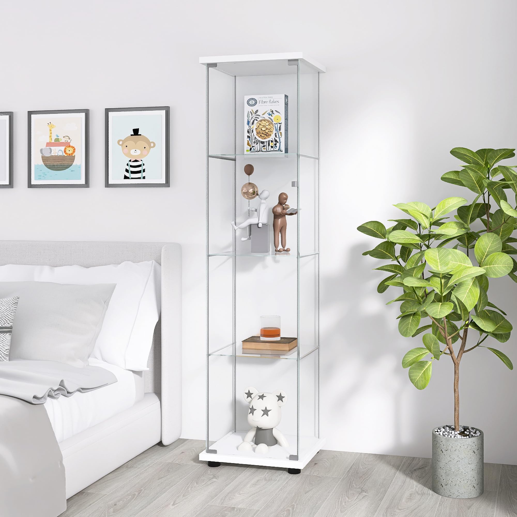 Amazon.com: Yoluckea 4 Shelves Glass Display Cabinet with Door