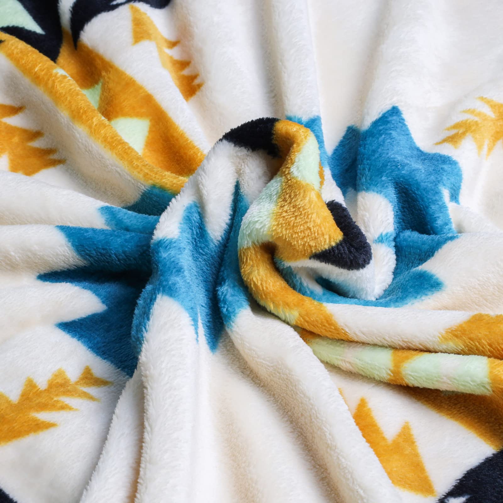 ASR Outdoor 60x80 Southwest Navajo Aztec Fleece Throw Blankets, White