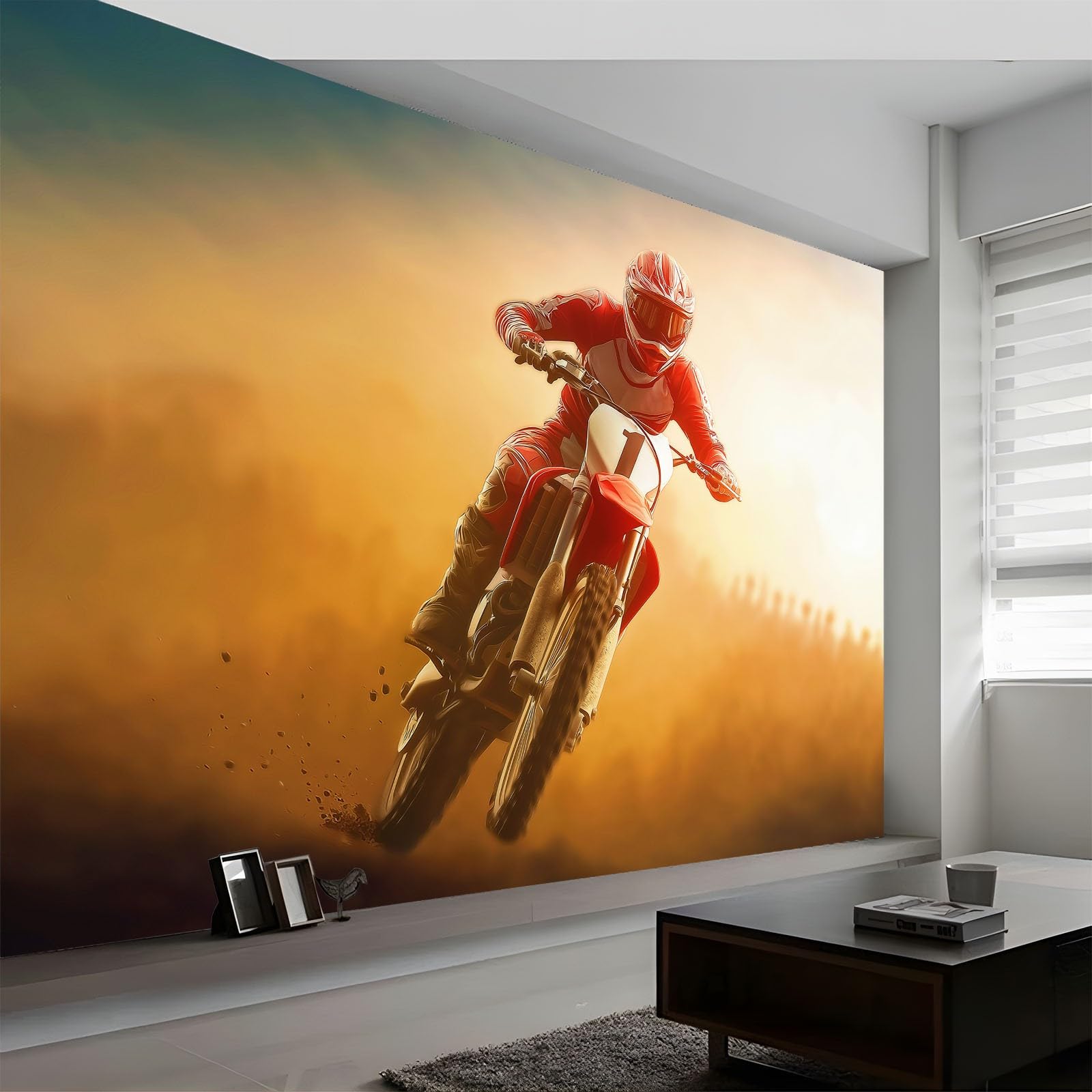 Carta da parati fotografica 3D personalizzata 200 x 140 cm Sport Off Road Moto Wall Wall Wall Art spesso non tessuto giallo carta da parati per soggiorno sfondo TV