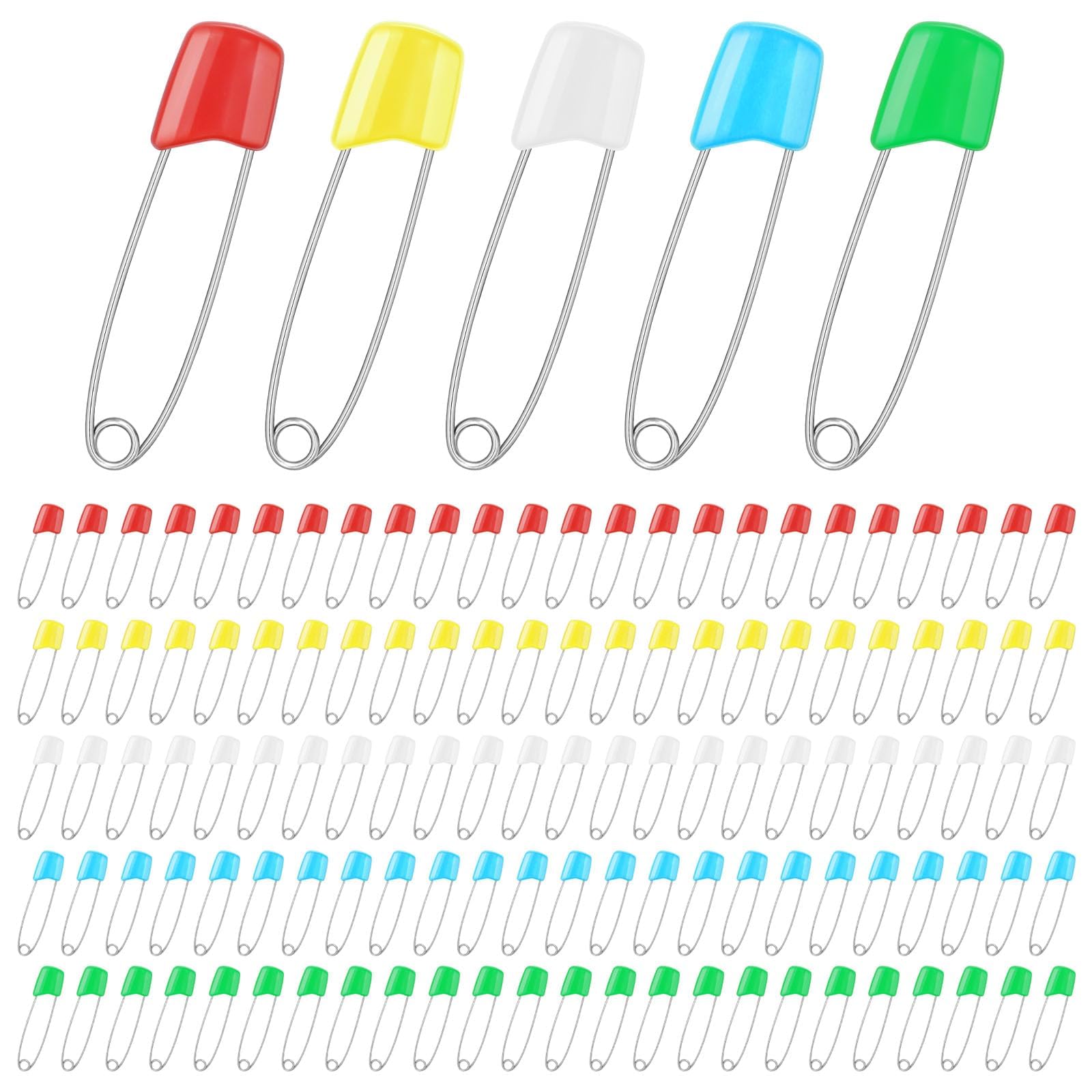 120 Pcs Diaper Pins,2.2 Inch Baby Safety Pins Colorful Stainless Steel Diaper Nappy Pins for Cloth Diapers,Plastic Head,5 Colors,Safe Locking Closures
