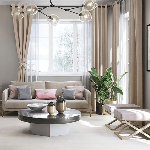 Miniatura 3 de DWCN Cortinas de bloque de luz total para dormitorio, cortinas de granja para sala de estar, cortinas térmicas de 84 pulgadas de largo, cortina de