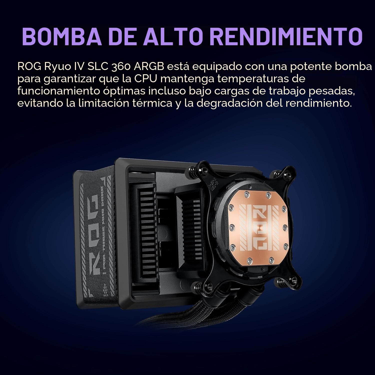 ASUS ROG Ryuo IV SLC 360 ARGB - Sistema de Refrigeración Líquida Todo en Uno para CPU, Tubos más Cortos, Pantalla AMOLED Curva de 6,67 Pulgadas que Admite Vídeo o Información Personalizada del Sistema