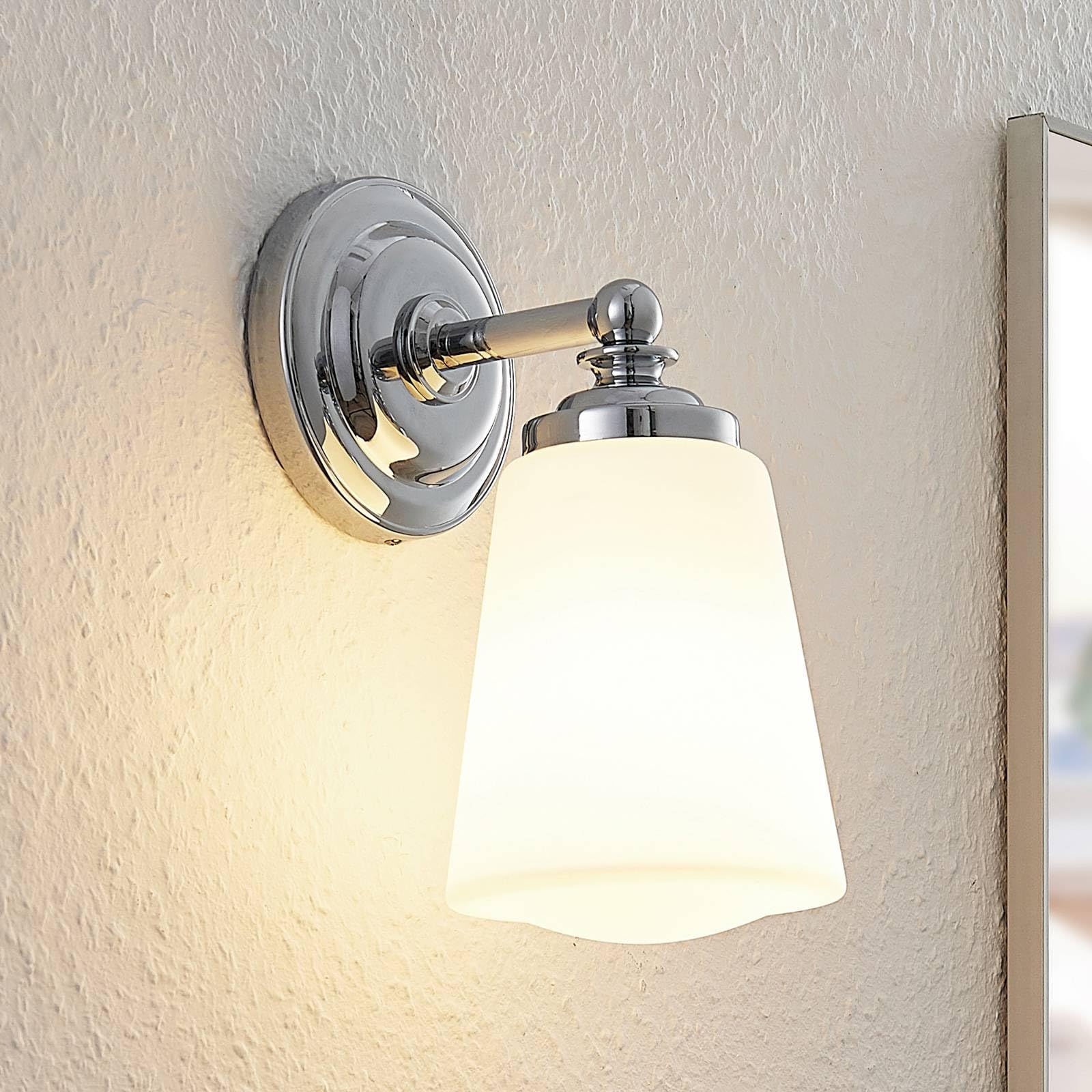 Arcchio Applique Murale Mahdi à intensité variable Argent Verre Salle de bain E14 Luminaire WC