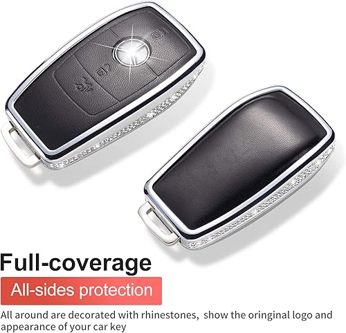 Miniatura 3 de Funda de cuero negro para llavero de cristal para mujer, Para Mercedes a