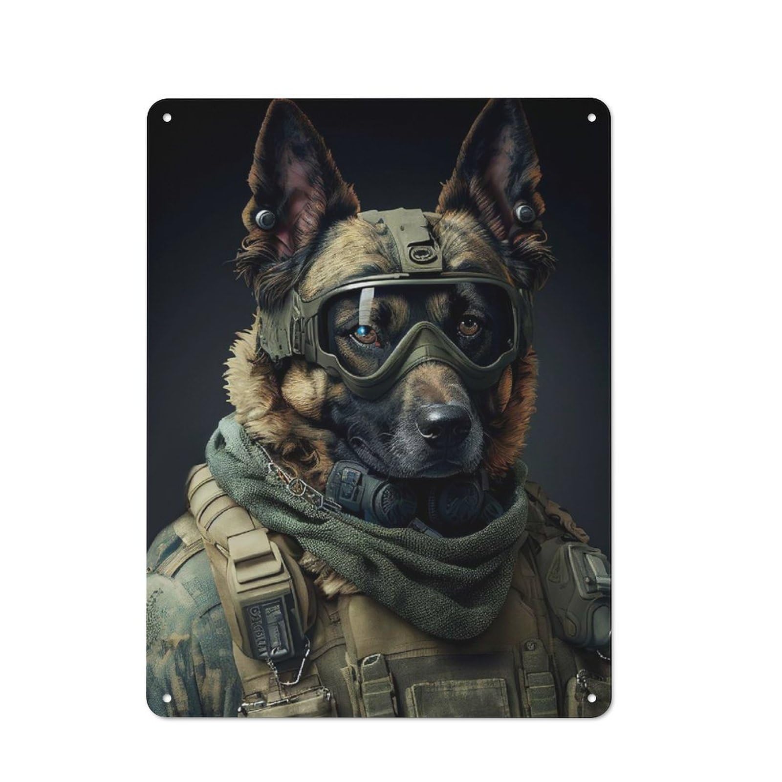 Junmoney Style-14 War Dog Decorative Tin Plaque 40X30cm, Decorative Novelty Wall Art For Hallway, Home Bar, Garage Or Study