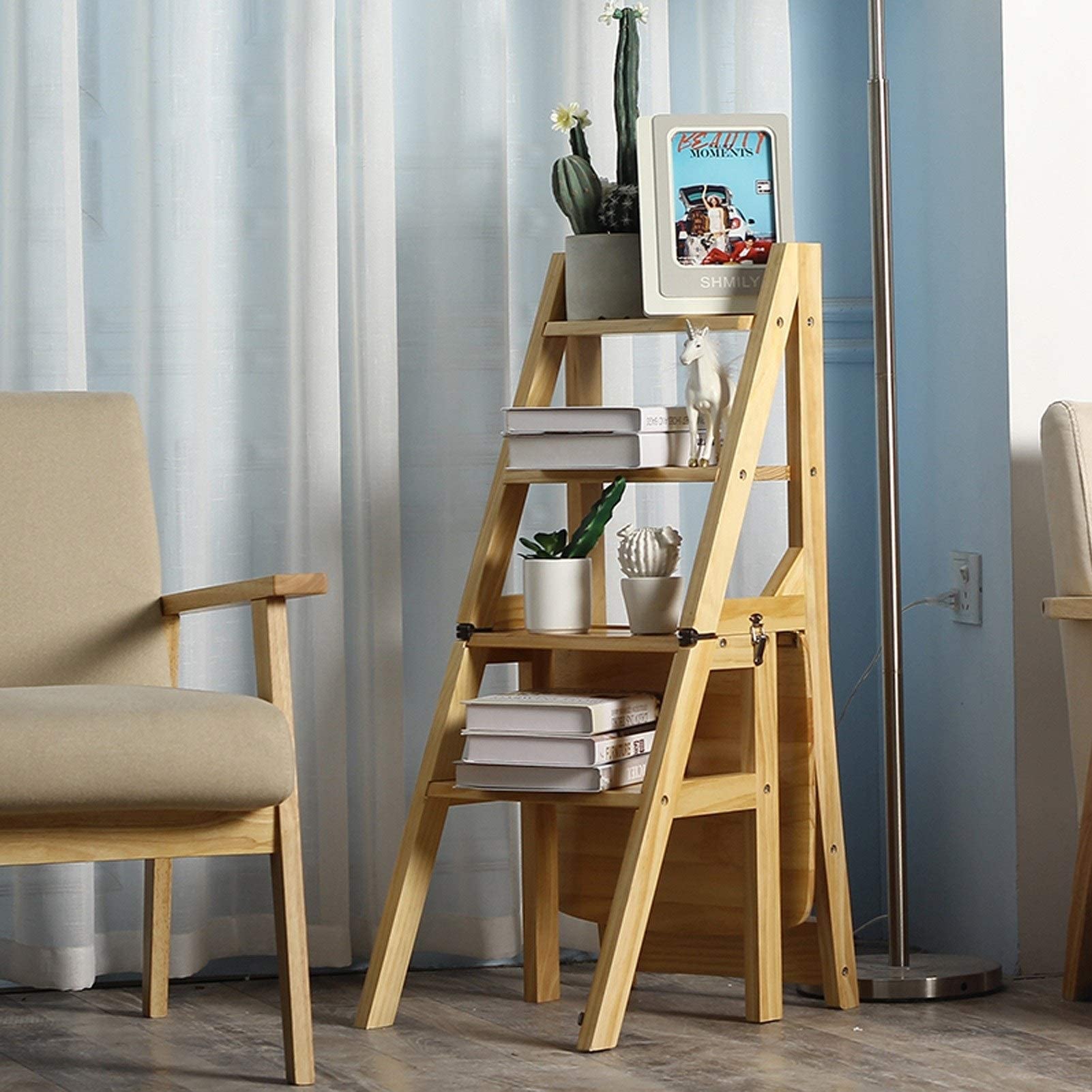 Chaises d'échelle pliantes en bois : escabeau portable et tabouret de cuisine multifonction