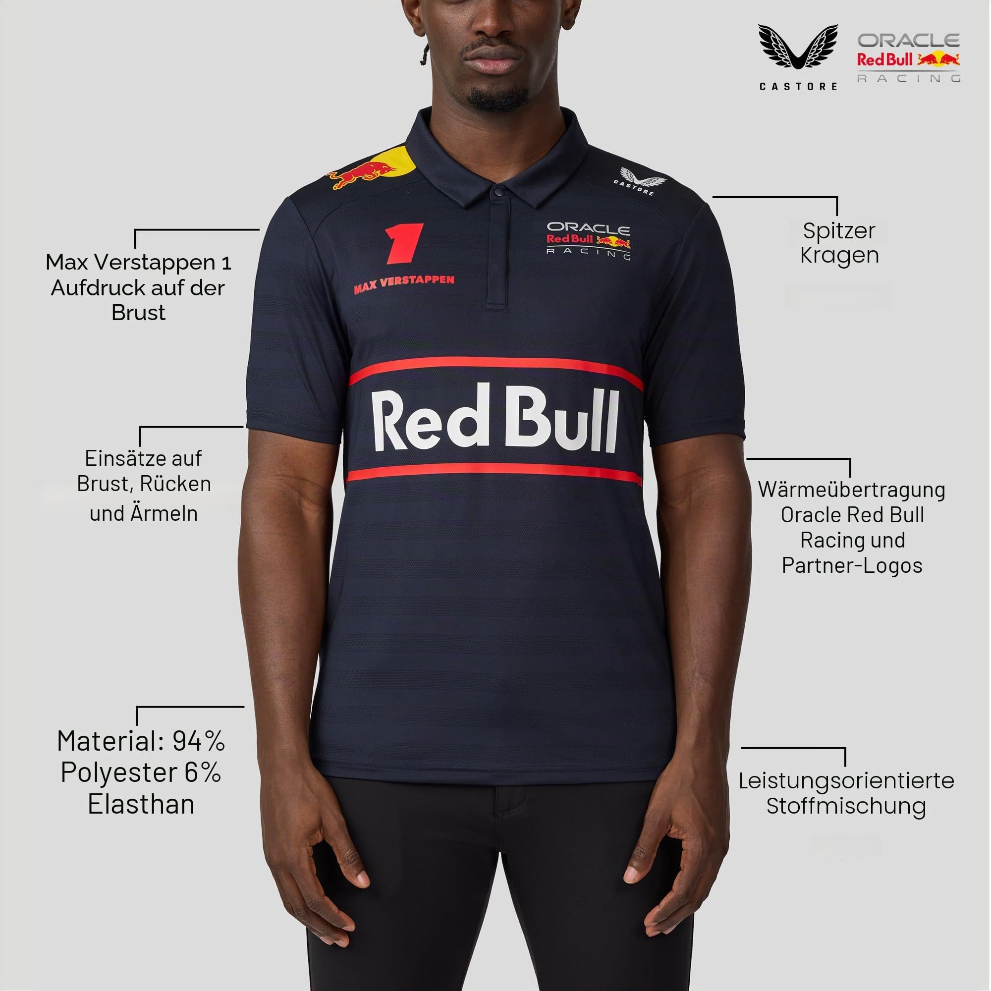 Castore Herren Red Bull Racing F1 Team Driver Polo Polohemd (1er Pack)