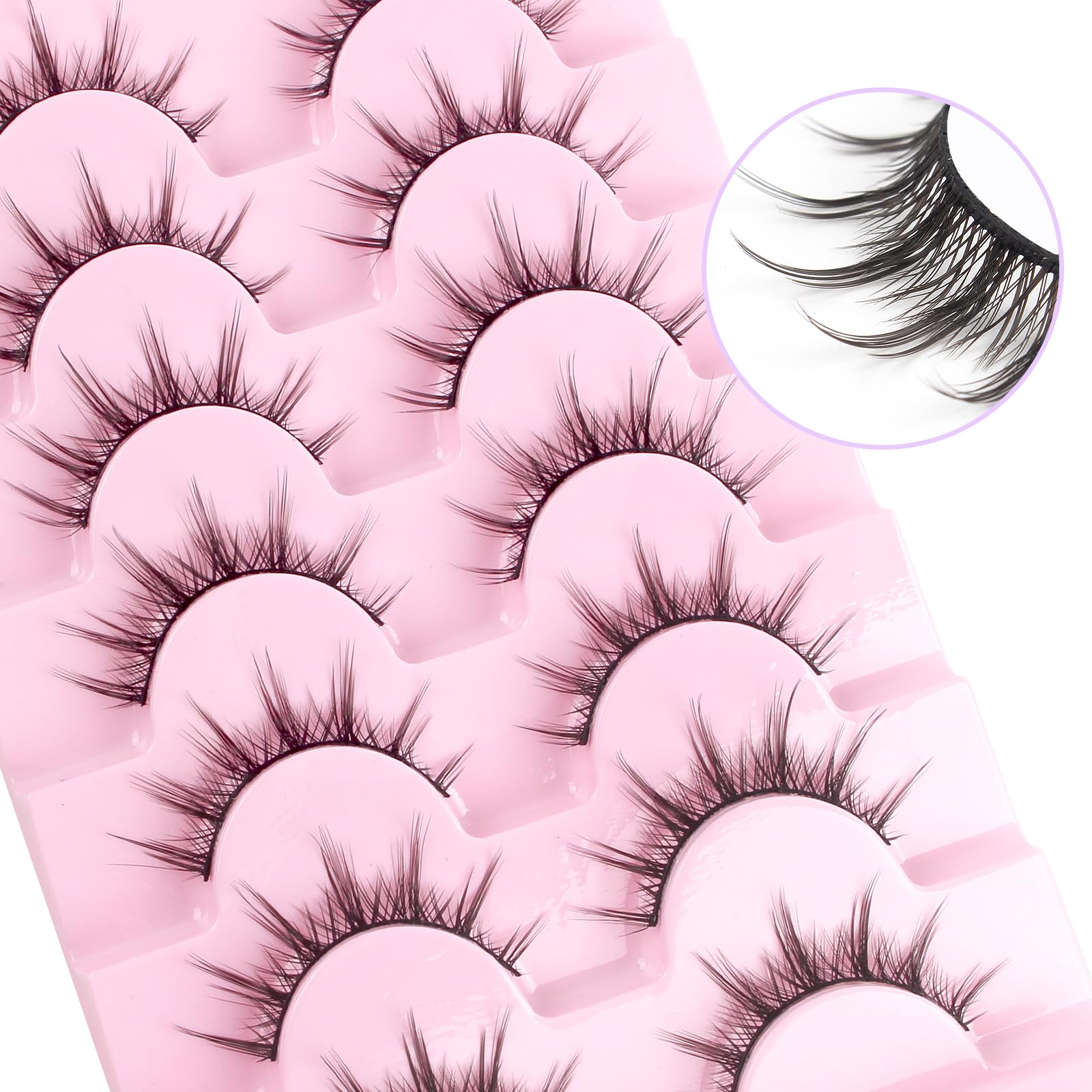Parriparri Manga Lashes Natural False Eyelashes Spiky Eye Lashes Like Individual Clsuters Anime Asian Japanese Fake Eyelashes Dolly Wispy Fake Eyelashes for Cosplay (7 works)