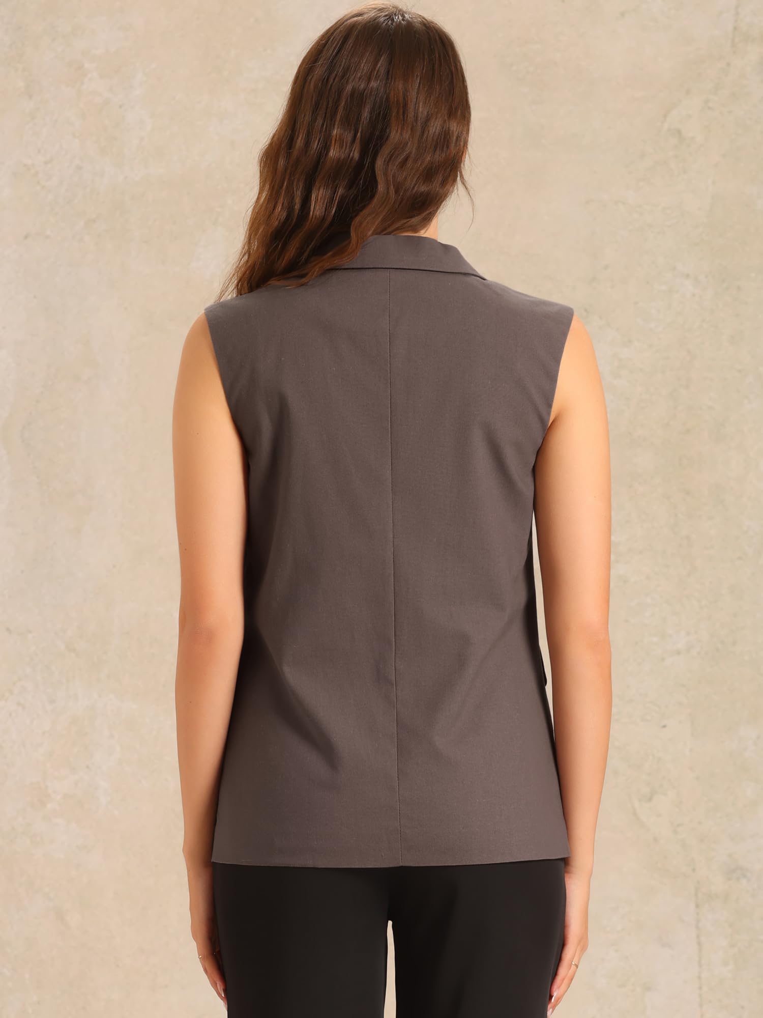 Allegra K Gilet Tailleur Donna Elegante Blazer Estivo Senza Manichea Ufficio in Lino