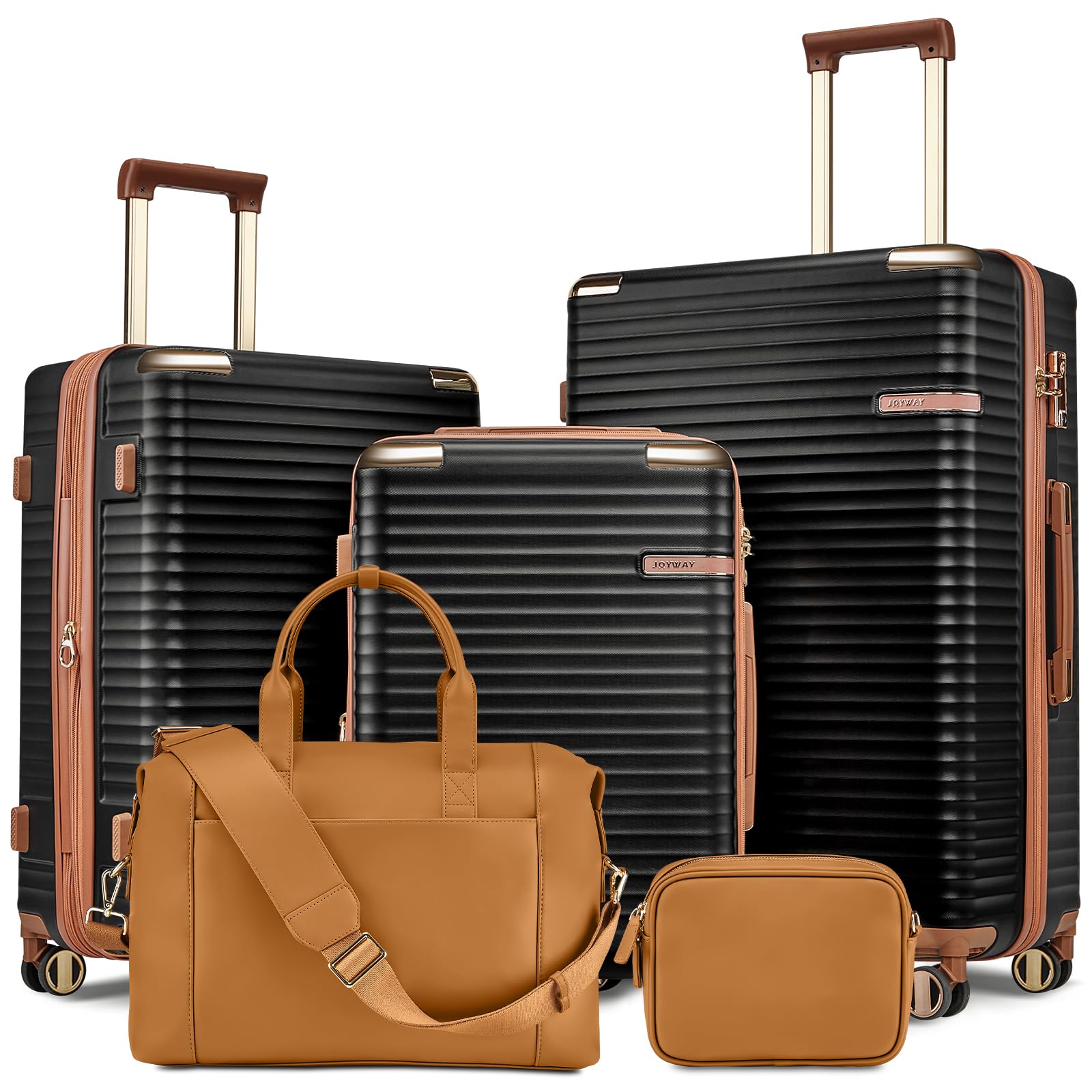 Joyway Luggage Sets 3 Piece,Expandable Hard Shell Suitcase Set with Spinner Wheels, Lightweight Travel Luggage set with TSA Lock(Black, Luggage Sets 5 Piece)