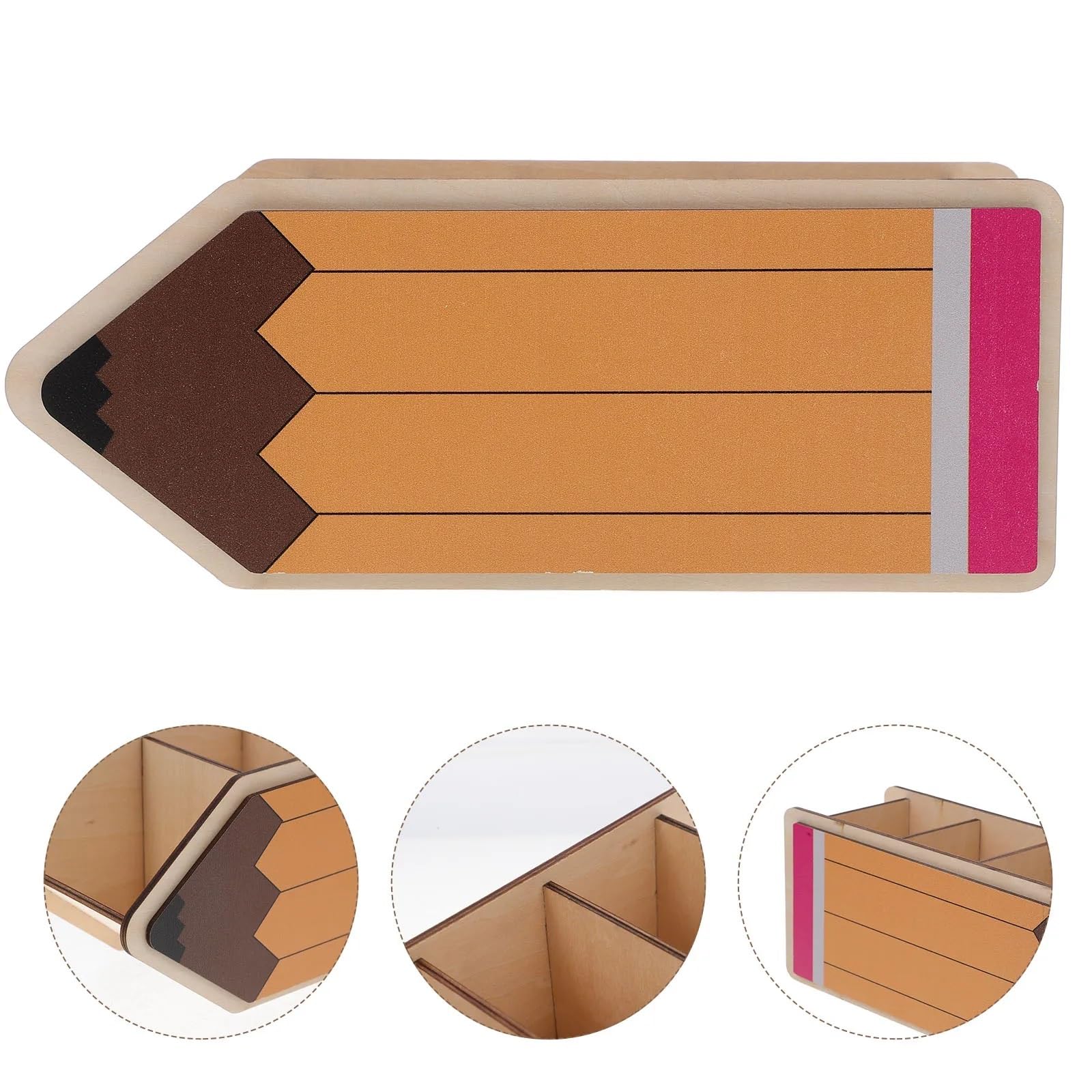 Pot à Crayons en Bois en Forme de Crayon, Organiseur de Bureau, boîte de Rangement pour stylos, marqueurs, école, Bureau pour Crayons