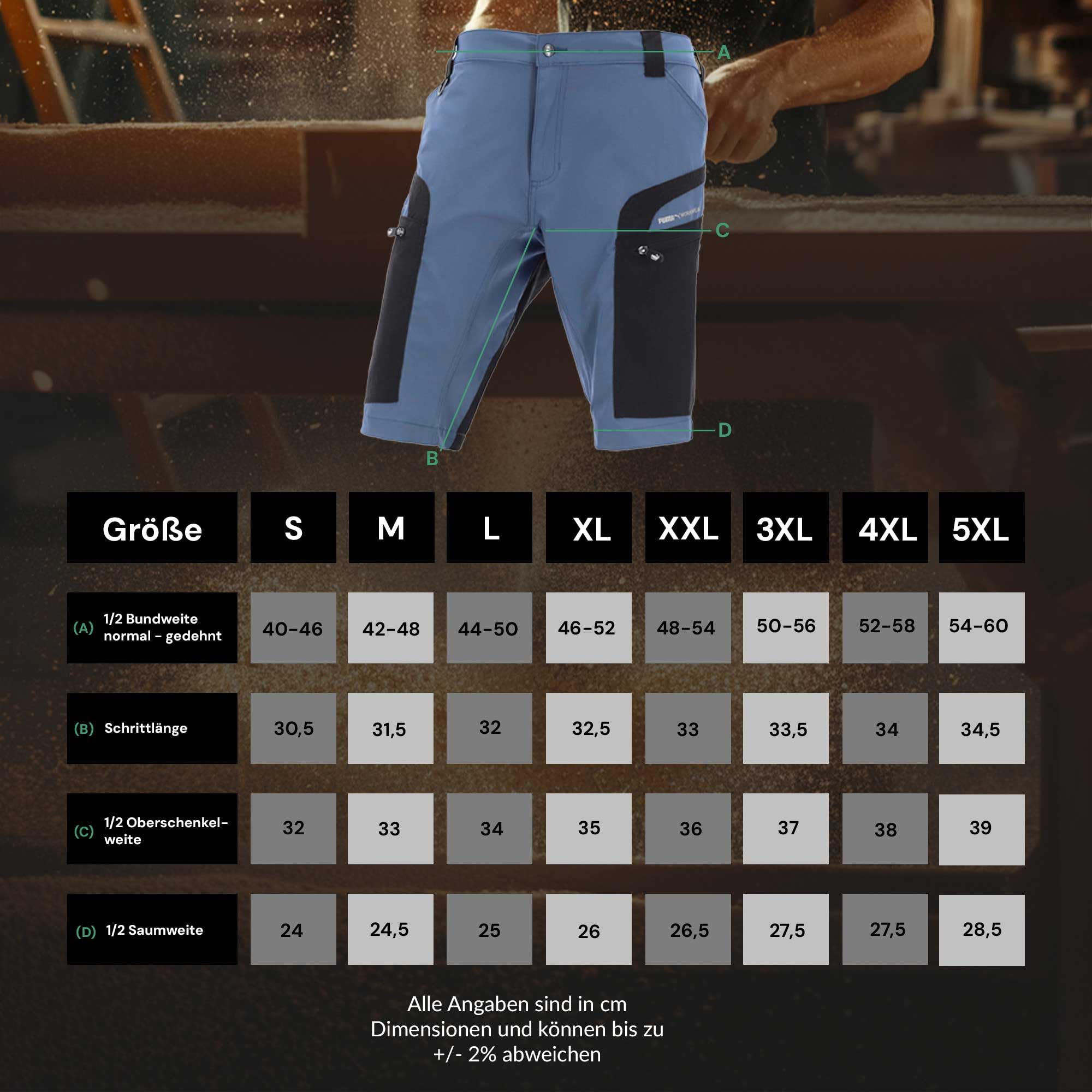 PUMA Workwear Pro One Work szorty robocze – krótkie spodnie robocze dla mężczyzn – z 4-kierunkowym stretchem – wytrzymały materiał – wzmocniony nylon – wygodne dopasowanie – idealne do rzemiosła