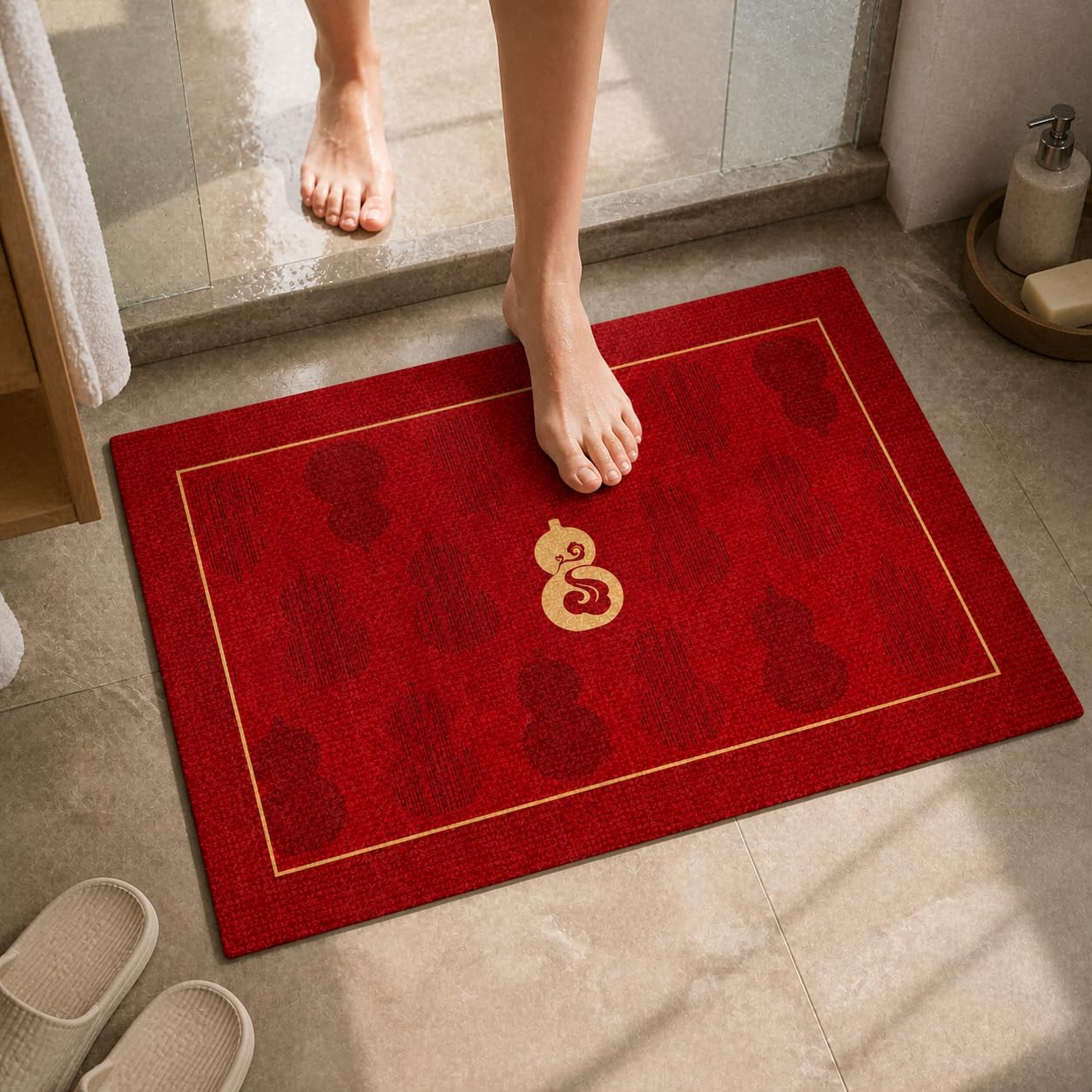 Tappeto da Bagno Antiscivolo, Zucca propizia, 80x120cm | Composizione in gomma, Tappeto bagno moderno, Per bagni moderni, Per vuole igiene