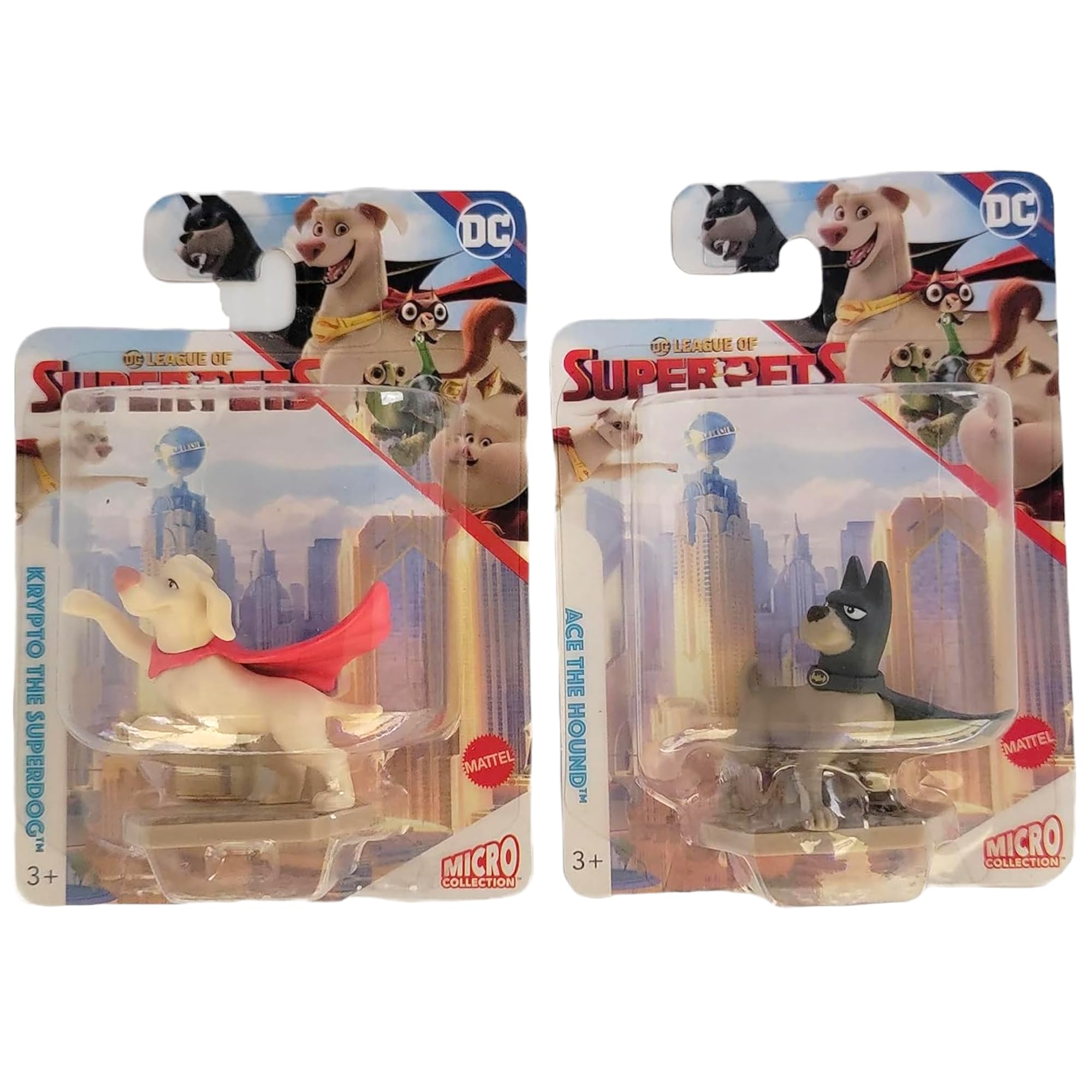 Mattel League of Super Pets Set mit 2 Mikro-Actionfiguren mit Krypto The Superdog und Ace The Hound