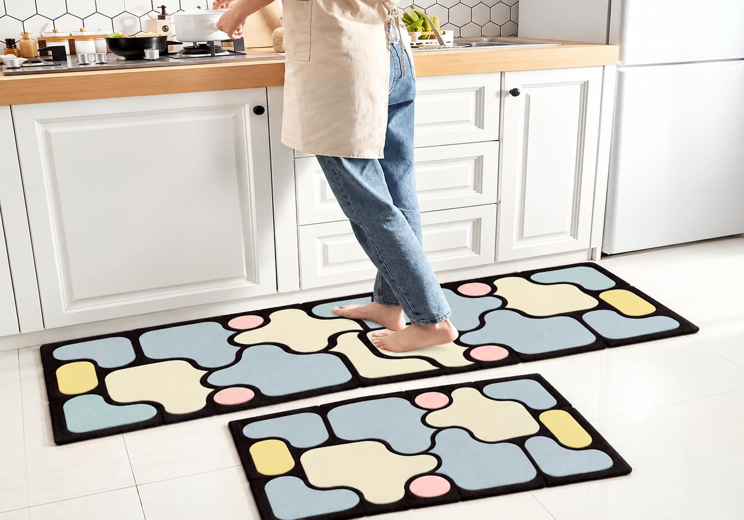 Cloyster Rubber Rectangular Kitchen Mats for Floor Set of 2 Pcs | Non-Skid, Soft Absorbent Rugs for Kitchen, Laundry, and Hallway | 120x40cm, 40x60cm| — Amazon image 7