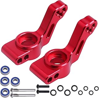 CrazyHobby Aluminum Rear Stub Axle Carriers with Ball Bearings Upgrade Parts for 1/10 Traxxas Slash 2WD, Stampede, Rustler VXL, Replaces 3752 (Red)