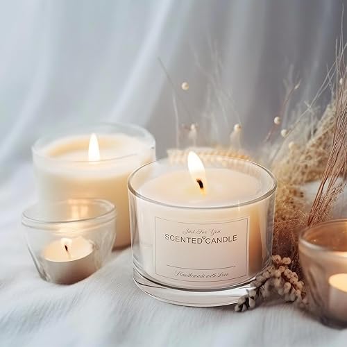 Miniatura 7 de AMOTIE Paquete de 6 tarros de vela para hacer velas, tarros de vidrio vacío transparente de 16 onzas con tapas de bambú y etiquetas adhesivas,