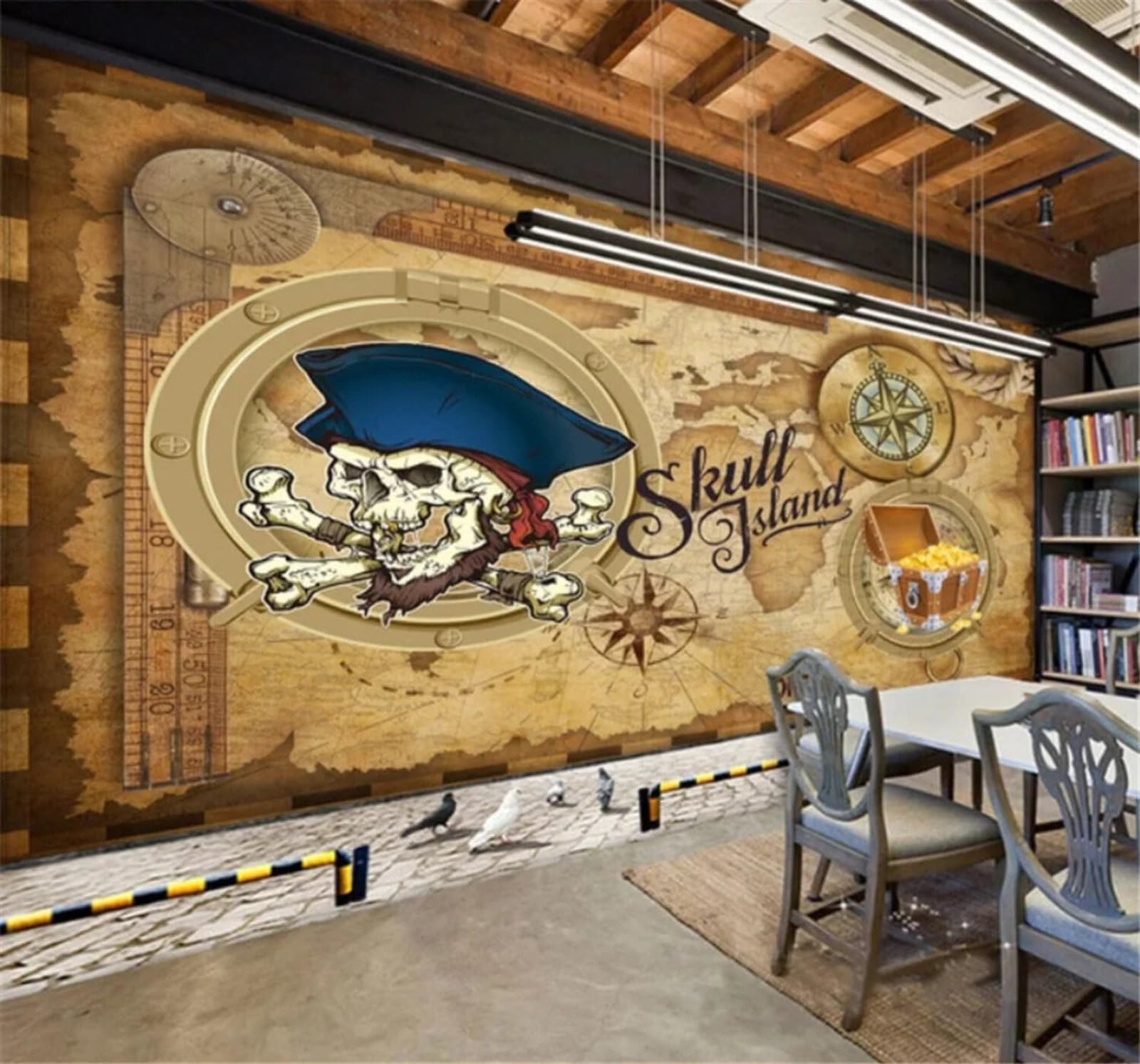 Tzxztt Creative Retro Nostalgic Pirate Nautical Modern 3D Wallpaper Premium Textured Silk Neutral Tones Material Ideal for Living Room Bedroom-430cm×300cm