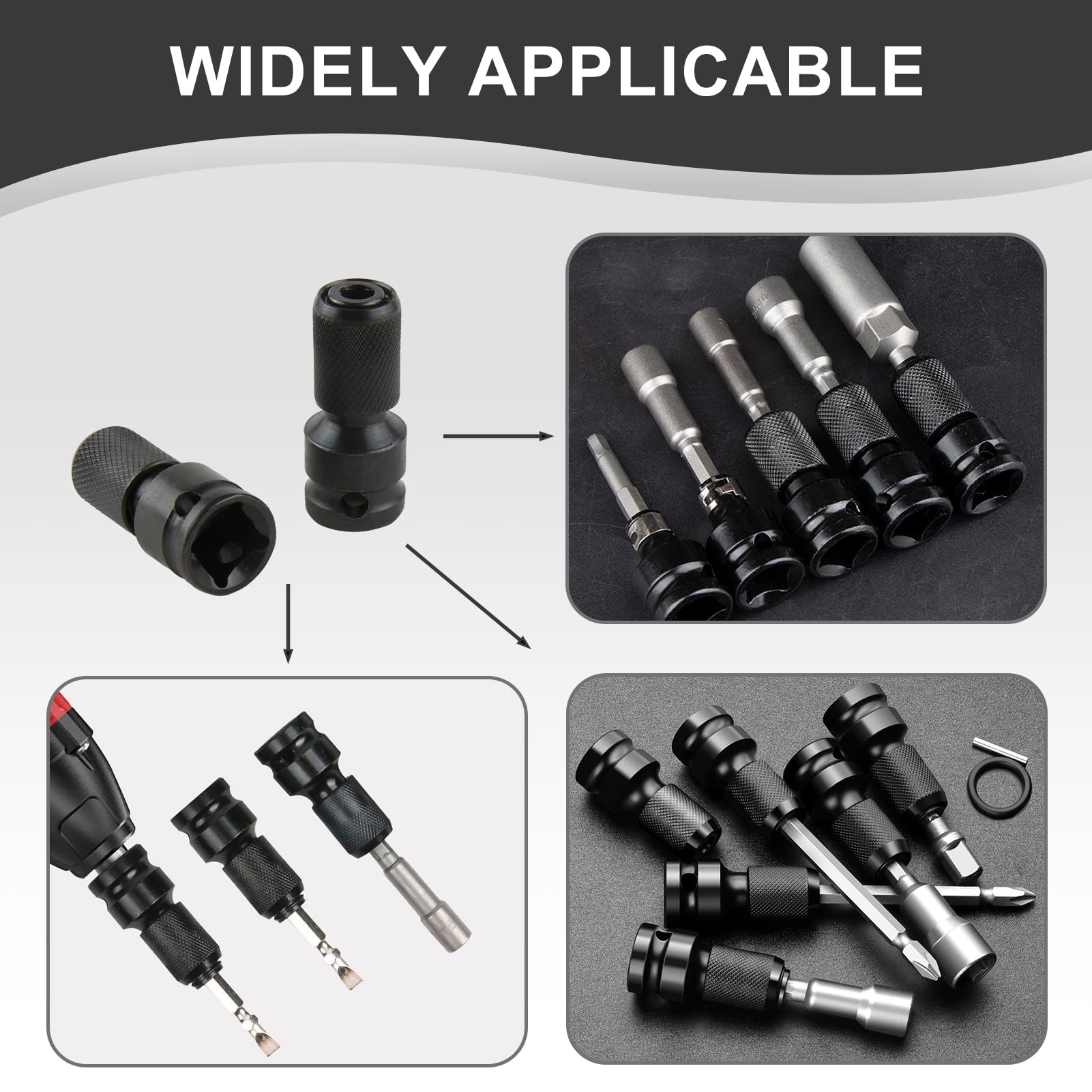 FortuneGlobe Bit-Adapter Set – 2 Stück, 1/2" Auf 1/4", Für Schlagschrauber & Ratschen, Edelstahl