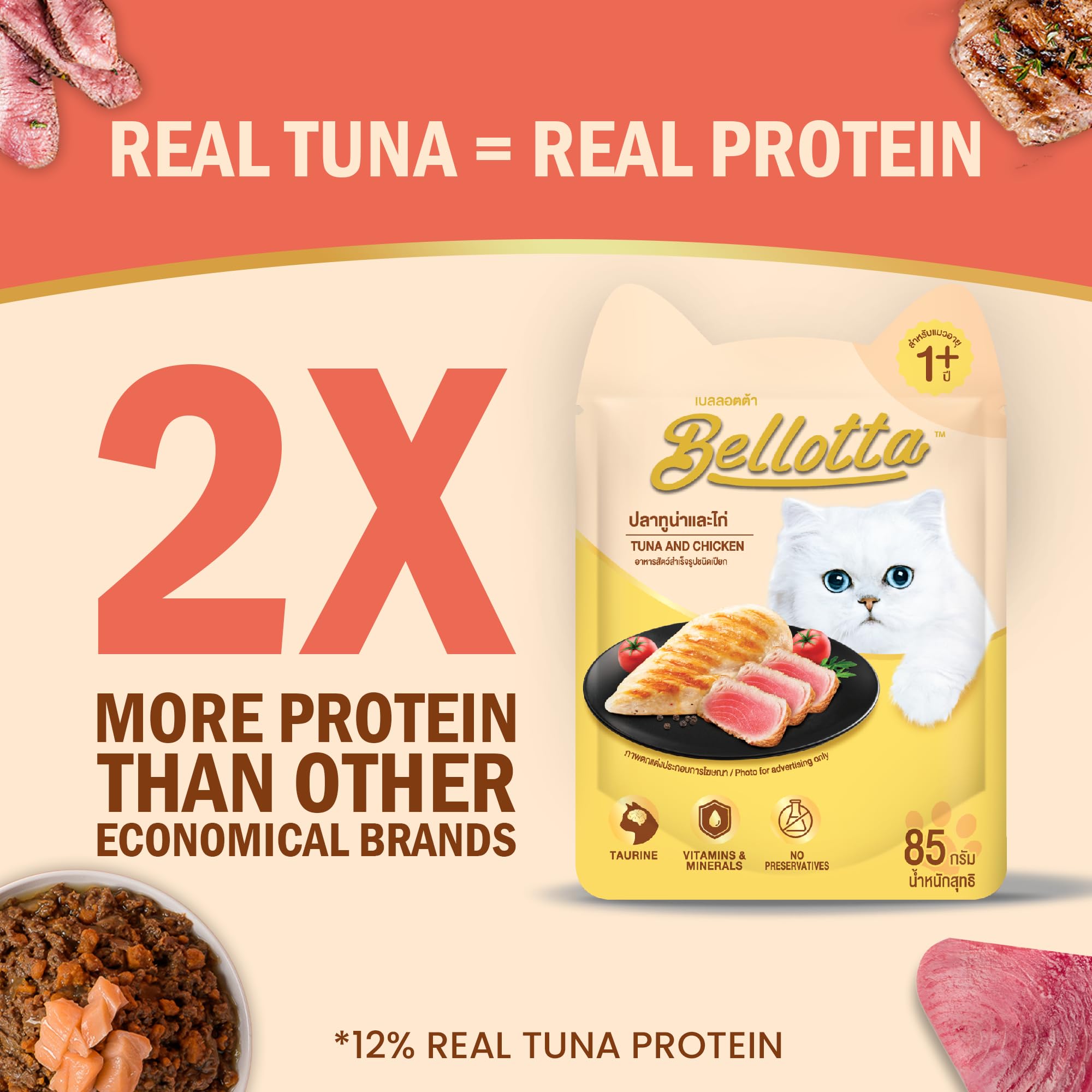 Bellotta Premium Wet Food for Cats and Kittens Combo Pack - Tuna X24 Tuna & Chicken X24 (Pack of 48) Sold by DogsNCats 1
