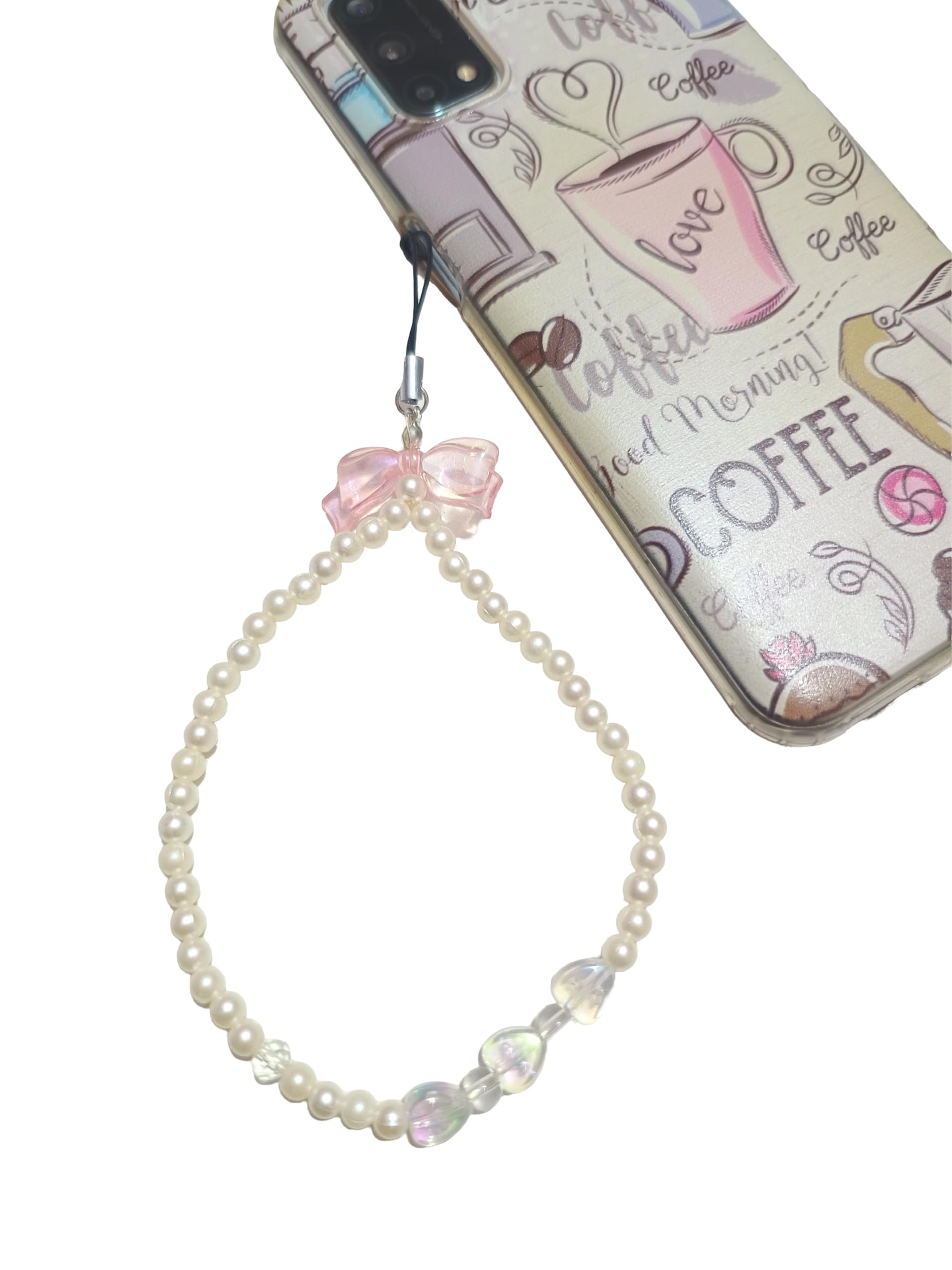 Beads bow phone charms aesthetic crystal clear Acrylic bracelet hangings for mobile cover string jewellery good luck lanyard for women girls Handmade pearl wrist strap-image-38