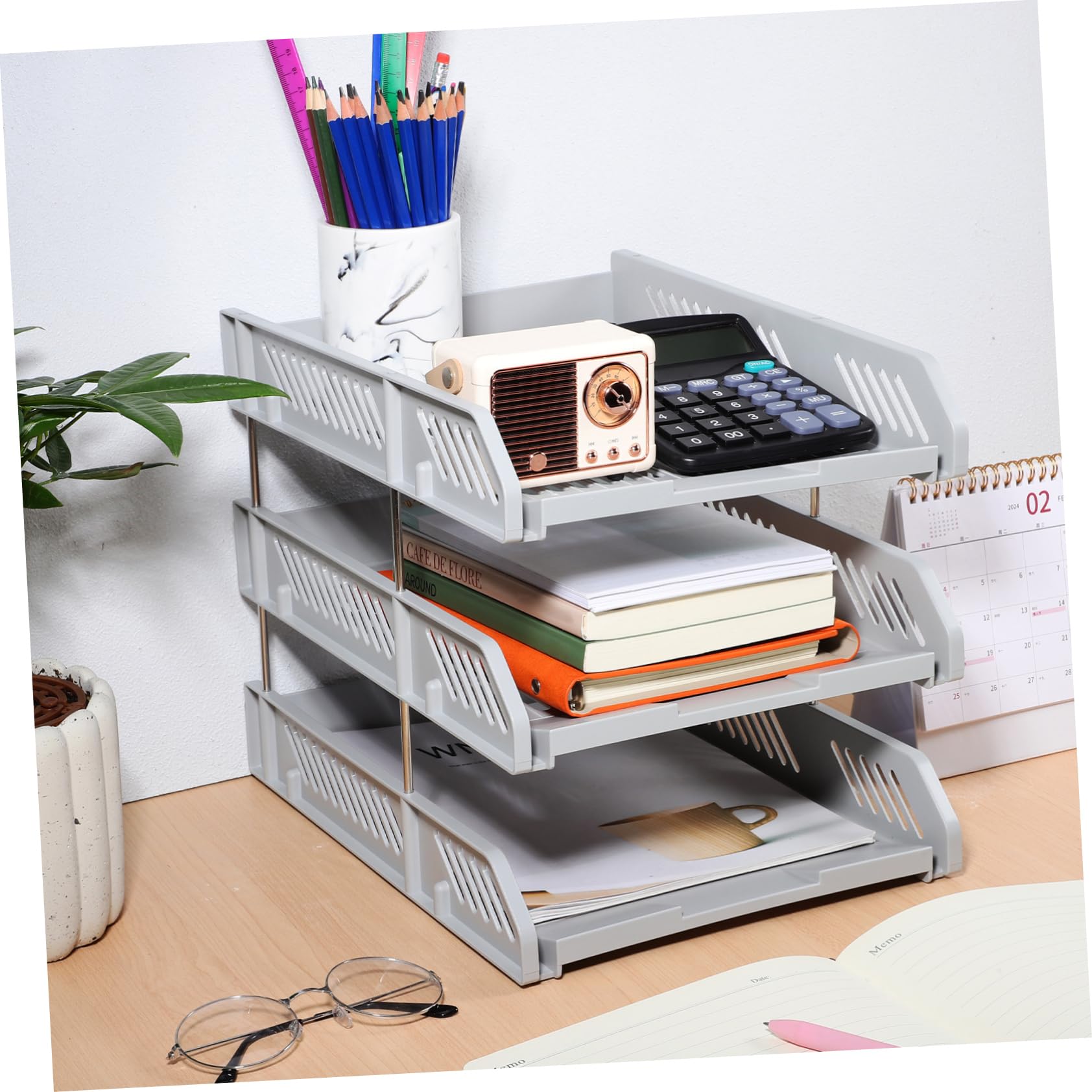 Angoily Organisateur de Documents Horizontal à Plusieurs Support pour Dossiers Rangement Accessoire
