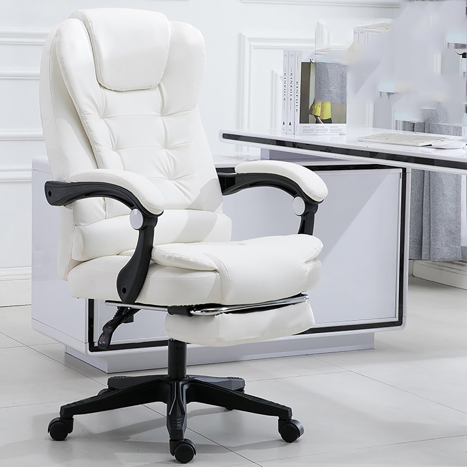 Adjustable Back Rest Chair Executive Office Chair with Footrest Lumbar Support Ergonomic Recliner Computer Desk Chair Heavy Duty 360° Swivel Gaming Chair for Home Office (Color : E)