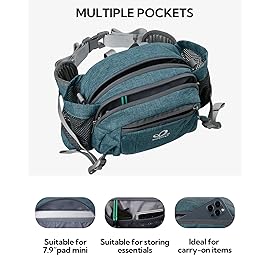 WATERFLY Fanny Pack Waist Bag: Fannie Pack 2 Water Bottle Holders Lumbar Belt Hiking Walking Running Jogging Camping Large Woman Man (Bottle Not Included)