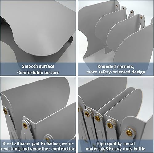 Miniatura 5 de Sujetalibros ajustables, 19 pulgadas, 2 divisores de metal resistente, estante de almacenamiento de libros, organizador de escritorio, soporte de