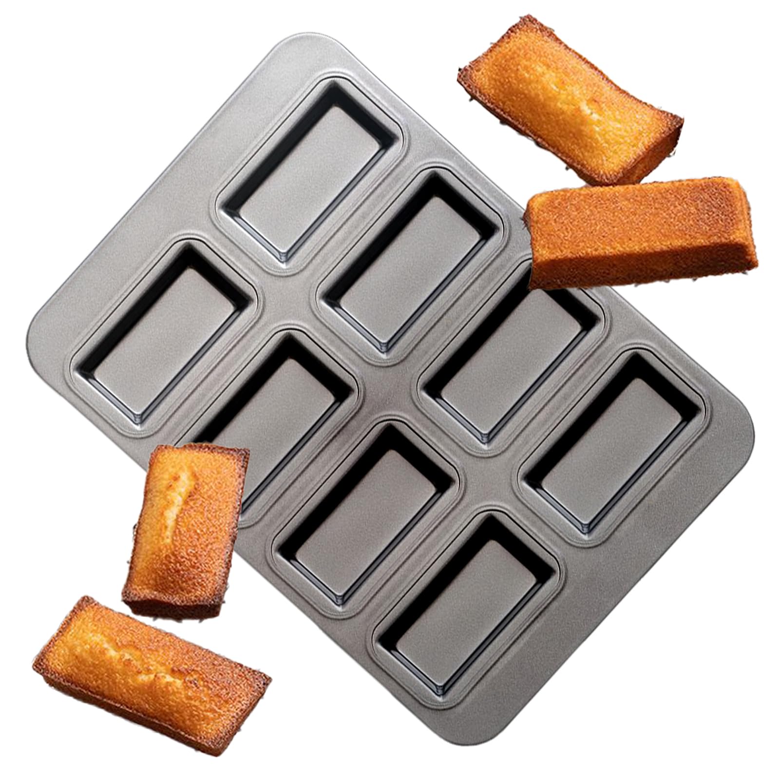Mini moules de cuisson rectangulaires non couchés à 8 cavités pour cheesecakes, brownies, muffins, cupcakes, gâteaux au café