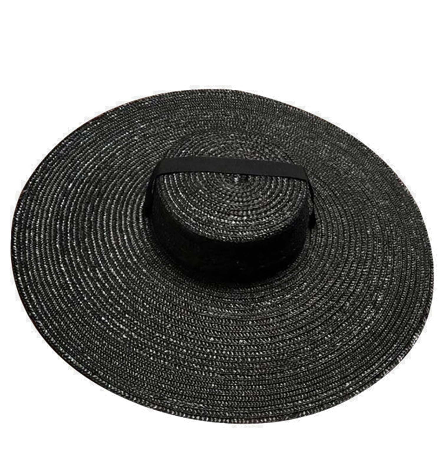 Ulalaza Women's 30000Blk 15Cm Wide Brim Braided Sun Hat Upf 50+ Sun Protection Floppy Summer Beach Cap Straw Hat