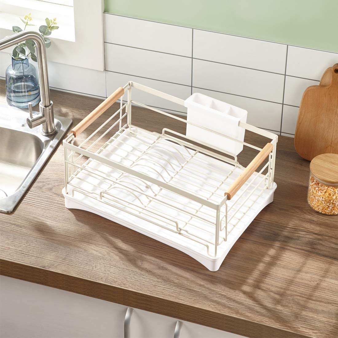Escurridor de Platos de Acero Inoxidable con Bandeja de Almacenamiento, Multifuncional, para Platos, Utensilios y Utensilios de Cocina, diseño Duradero Que Ahorra Espacio.