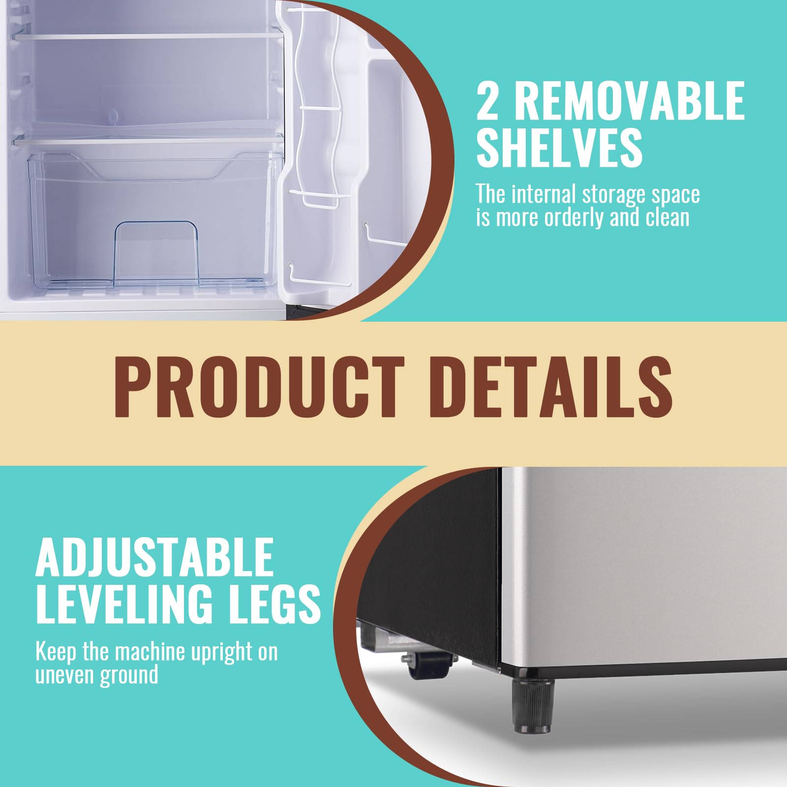 WANAI Small Refrigerator With Freezer 3.5 Cu.Ft Mini Fridge With Freezer On Top Double Door Small Fridge For Bedroom Dorm Room College Office Silver on Fridge.com - View 5