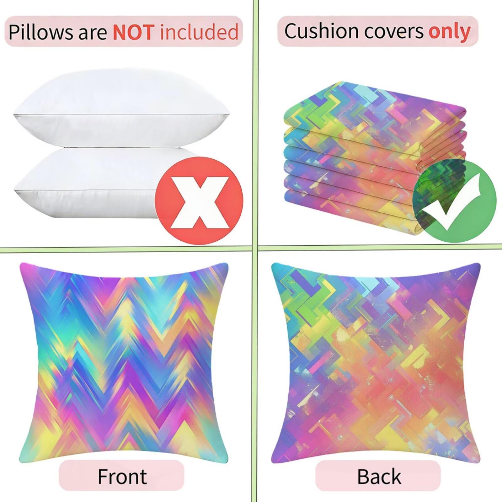 Housse de Coussin Canapé Couleur 55x55cm Exterieur Impermeable Abstrait Taie D'oreiller Décoratif Aesthetic Housse Coussin Decoration pour Chambre Sofa Jardin Balcon Terrasse Lot de 2. Q-559