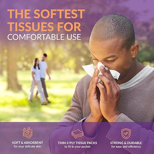 Miniatura 2 de PAMI Pañuelos de bolsillo ultrasuaves 8 paquetes x 10 pañuelos por paquete  Paquetes de pañuelos de viaje de 3 capas para niños y adultos, pañuelos