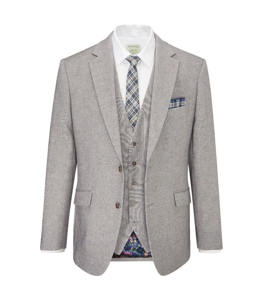 Skopes Men's Jude Jacket Herringbone in Stone 52R
