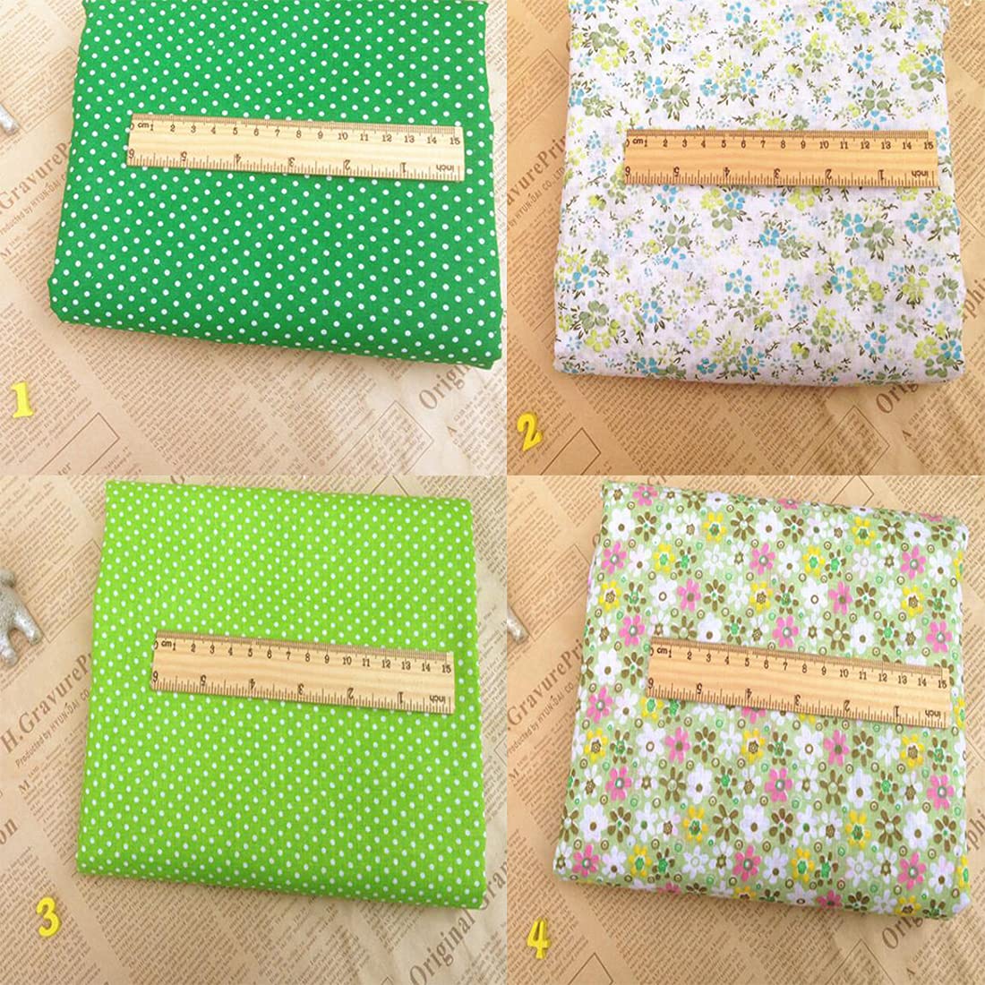 7 Pezzi Tessuto Cotone, Tessuto Cotone Stoffa Patchwork Tessuti a metraggio, Scampoli Stoffe per Cucito Creativo al Metro per Bambini Fai da (Verde, 50 x 50 cm