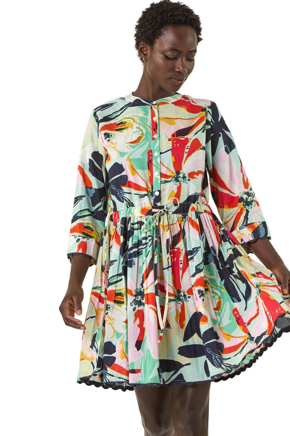 Roman Women's Multi Abstract Print Button Shirt Dress Size 18