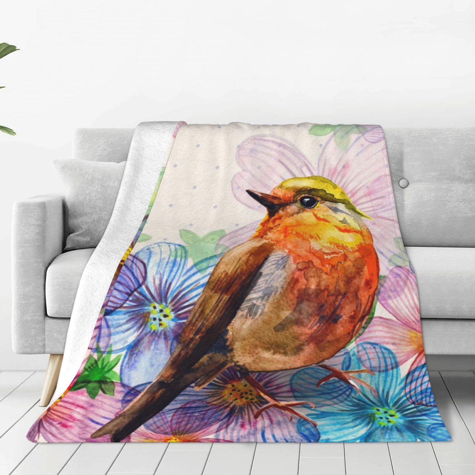 ヘンプ毛布 150*200cm 鳥と花