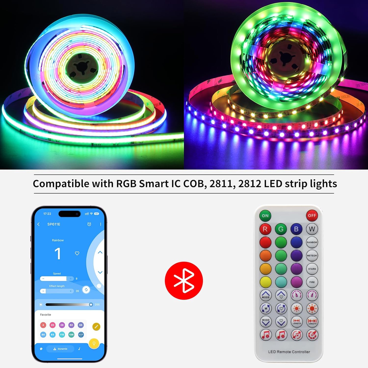 PAUTIX Bluetooth Music Pixel LED Smart Controller SP611E,for WS2811 WS2812 SM16703 Addressable Dream Color LED Strip Pixels Light DC5V-24V APP/IR Remote Control(NOT for RGB LED Strip without Smart IC) - Image 3